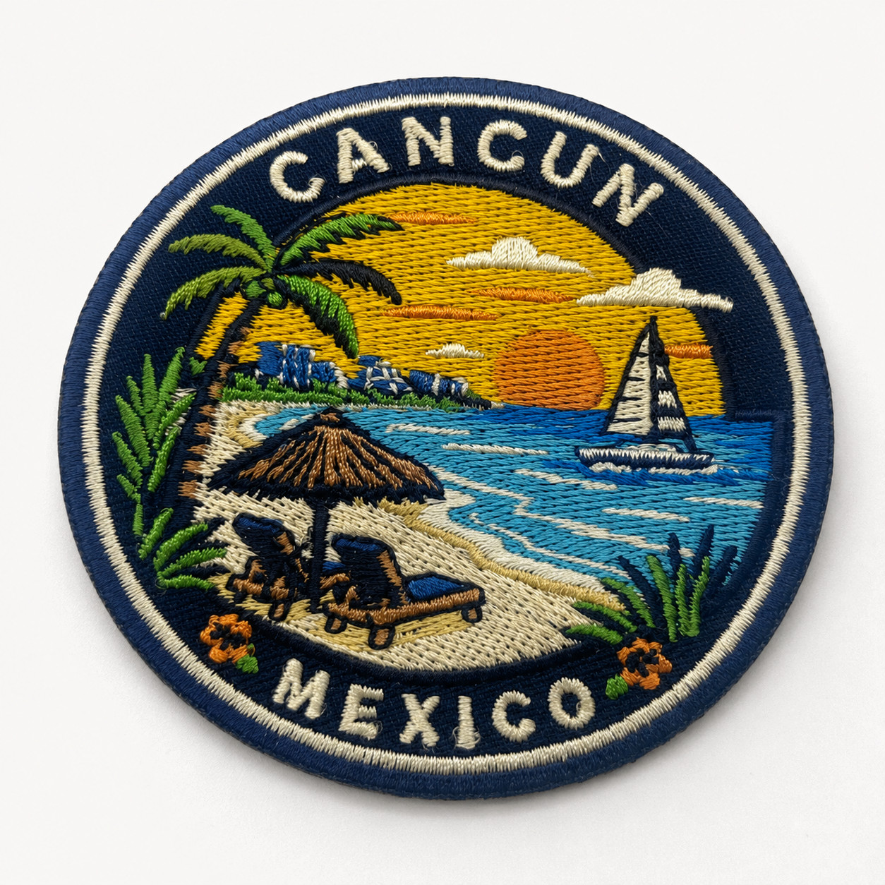 Cancun Mexico Patch 3″ Iron On Embroidered Beach Travel Souvenir Badge