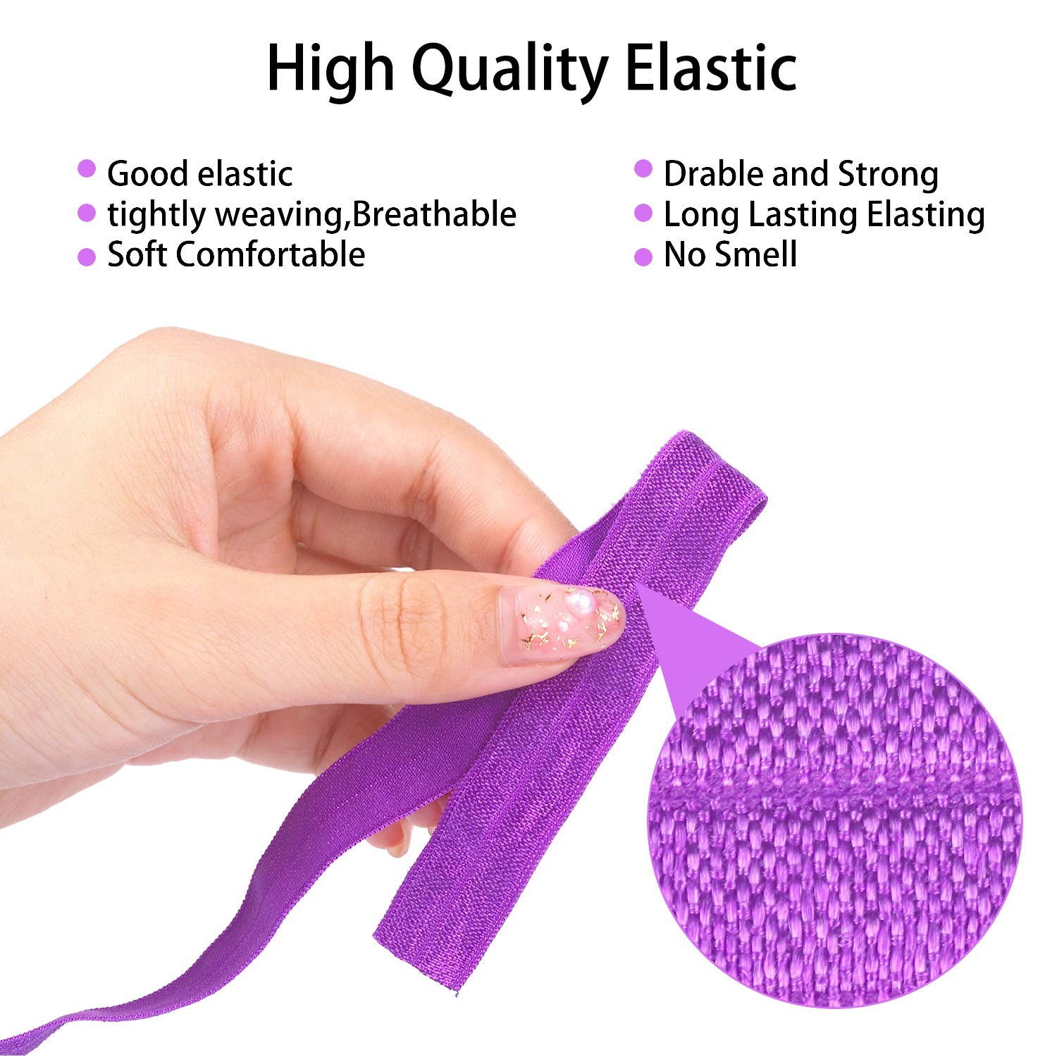 40 Yards Fold over Elastic Solid Color Trim Elastic 40 Colors Ribbon Sewing S…