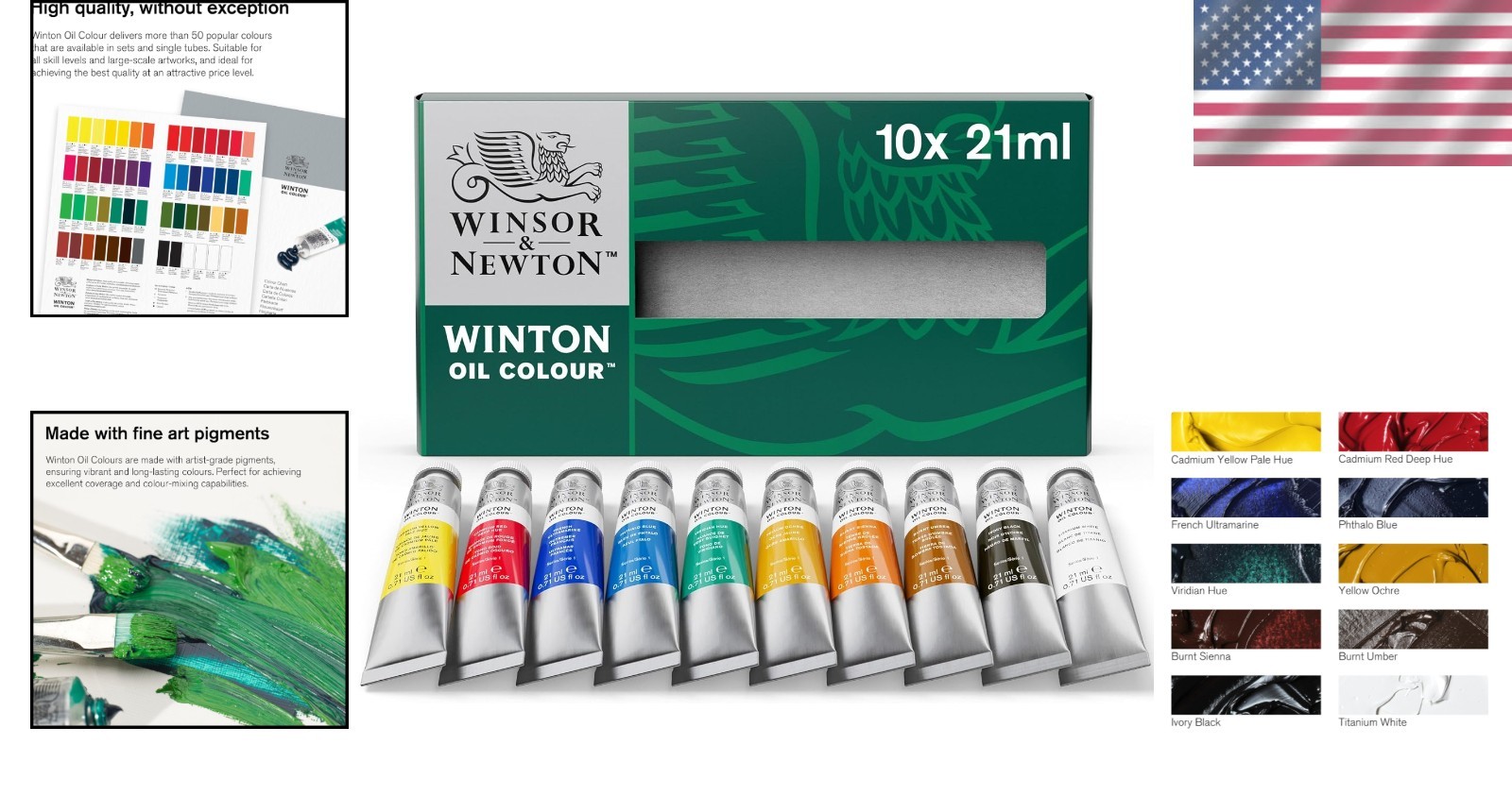 Oil Color Paint Set 10 Tubes Artist Quality High Pigment Canvas Material