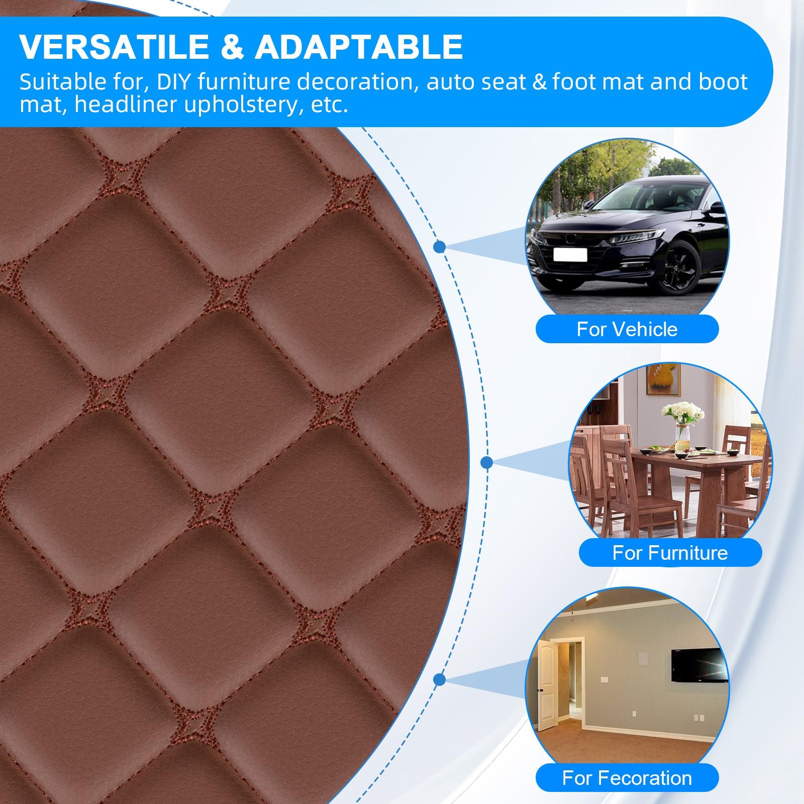 Diamond Quilted PU Leather 6mm Foam Backed Auto Headliner Upholstery Fabric
