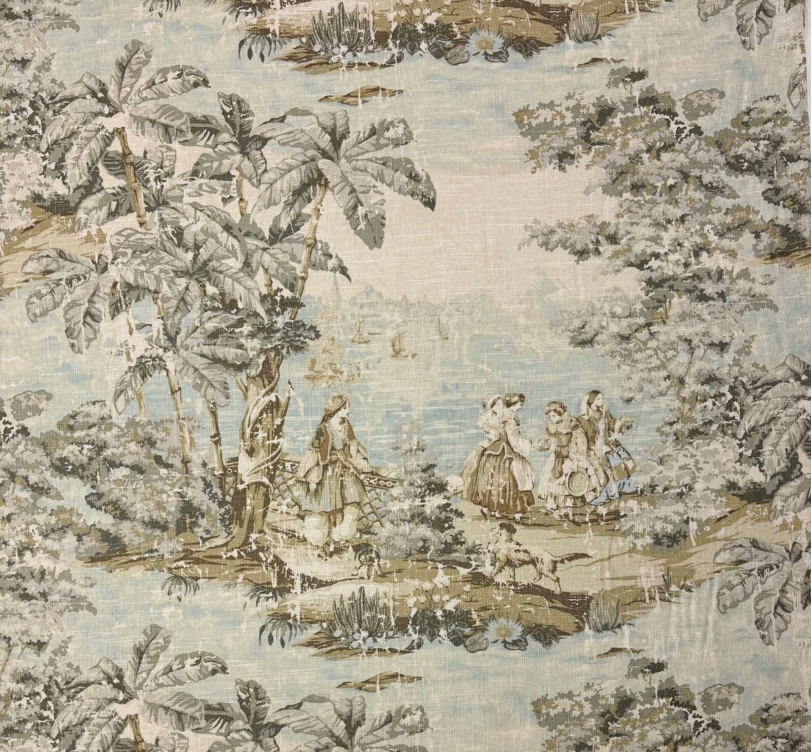 COVINGTON BOSPORUS 197 FLAX BEIGE RENAISSANCE TOILE LINEN FABRIC BY YARD 54″W