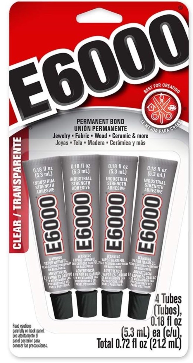 E6000 Clear Industrial Strength Adhesive Glue, 4 Tubes 0.18 fl oz (MPN 5510310)