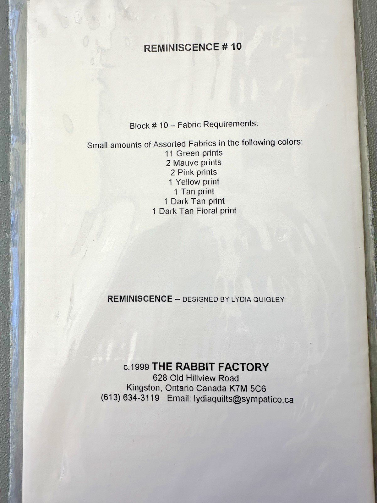 The Rabbit Factory Quilt Pattern Reminiscence Quilt of the Month 1-12 READ
