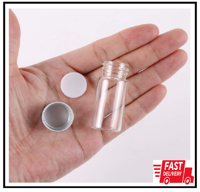 100 10Ml Vials Small Mini Tiny Glass Bottles Clear Empty Jars with Aluminum Top