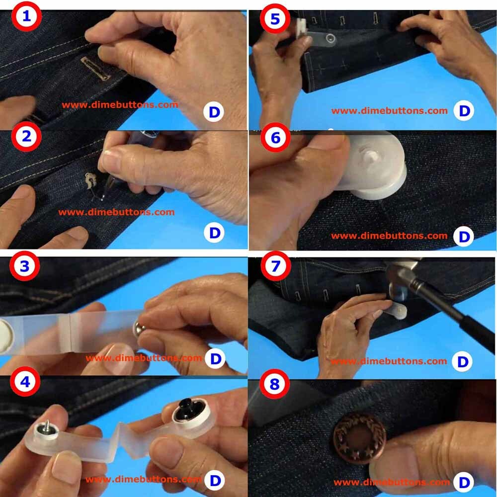17 mm No-Sew Gun Metal Replacement Jean Tack Buttons CT. 6 (1C55F) w/Tool