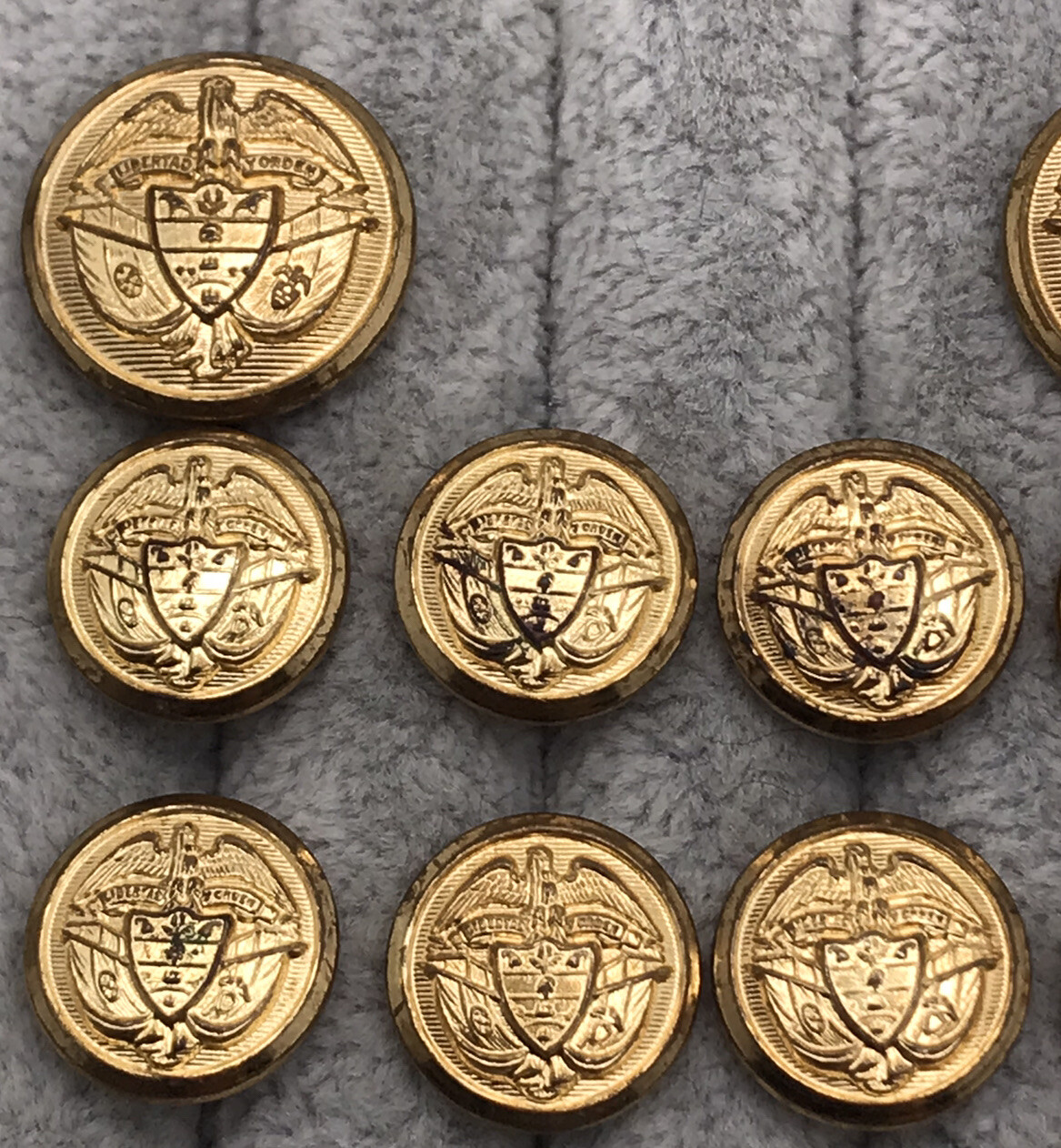 Men’s Blazer Jacket Button Set of 10 Gold-Tone LIBERTAD Y ORDEN Freedom & Order