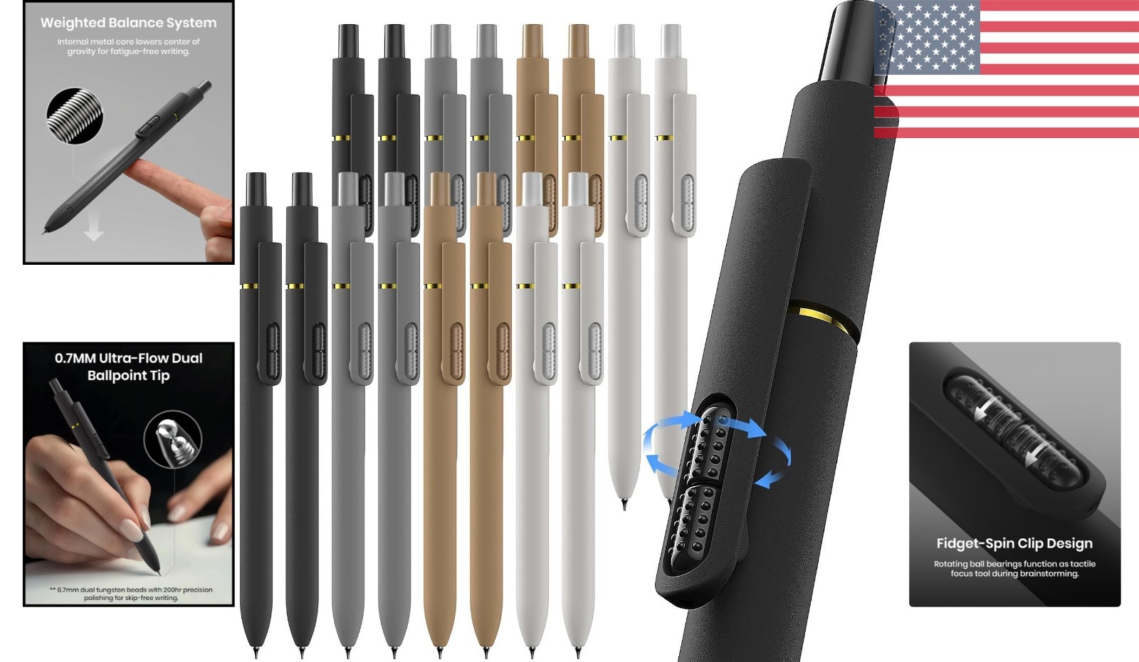 Ergonomic 0.7mm Gel Pens – Stress Relief Fidget Pens, Perfect for Journaling