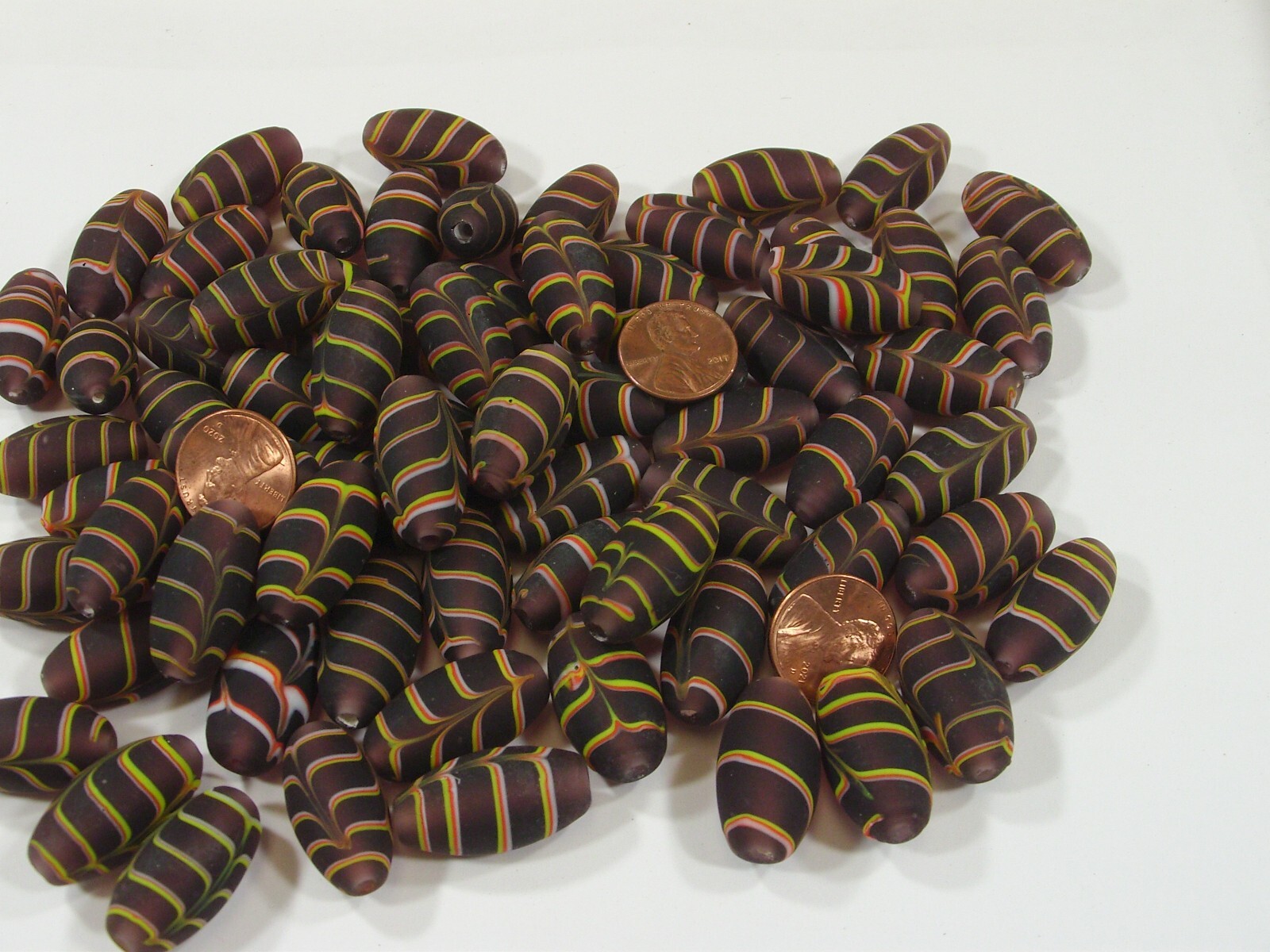 2 Pounds Purple Feather (14mm x 27mm) India Handmade Glass Beads (GP-22) ⭐