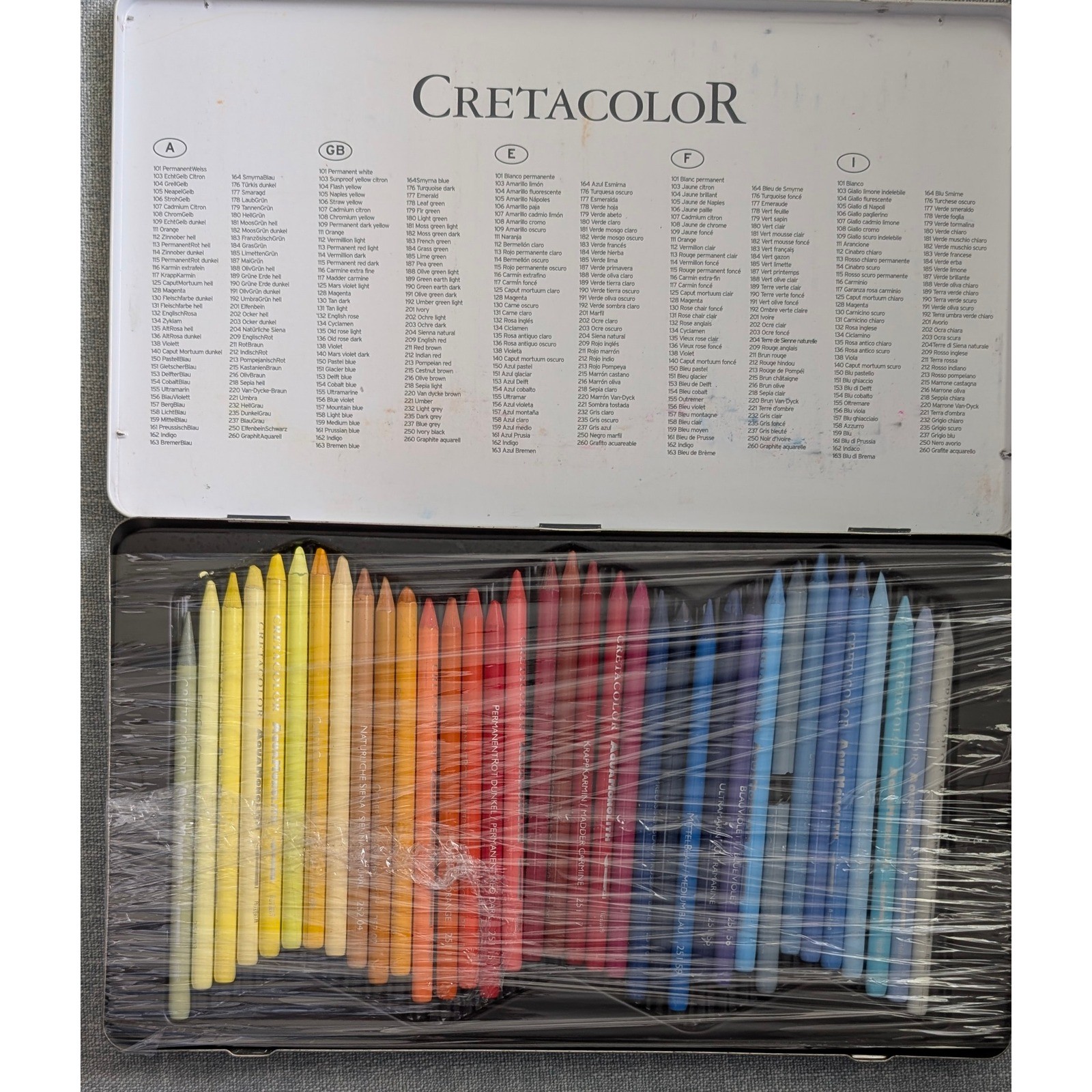 Cretacolori Aqua Monolith Woodless Watercolor Pencils Set Artist Tin Austria