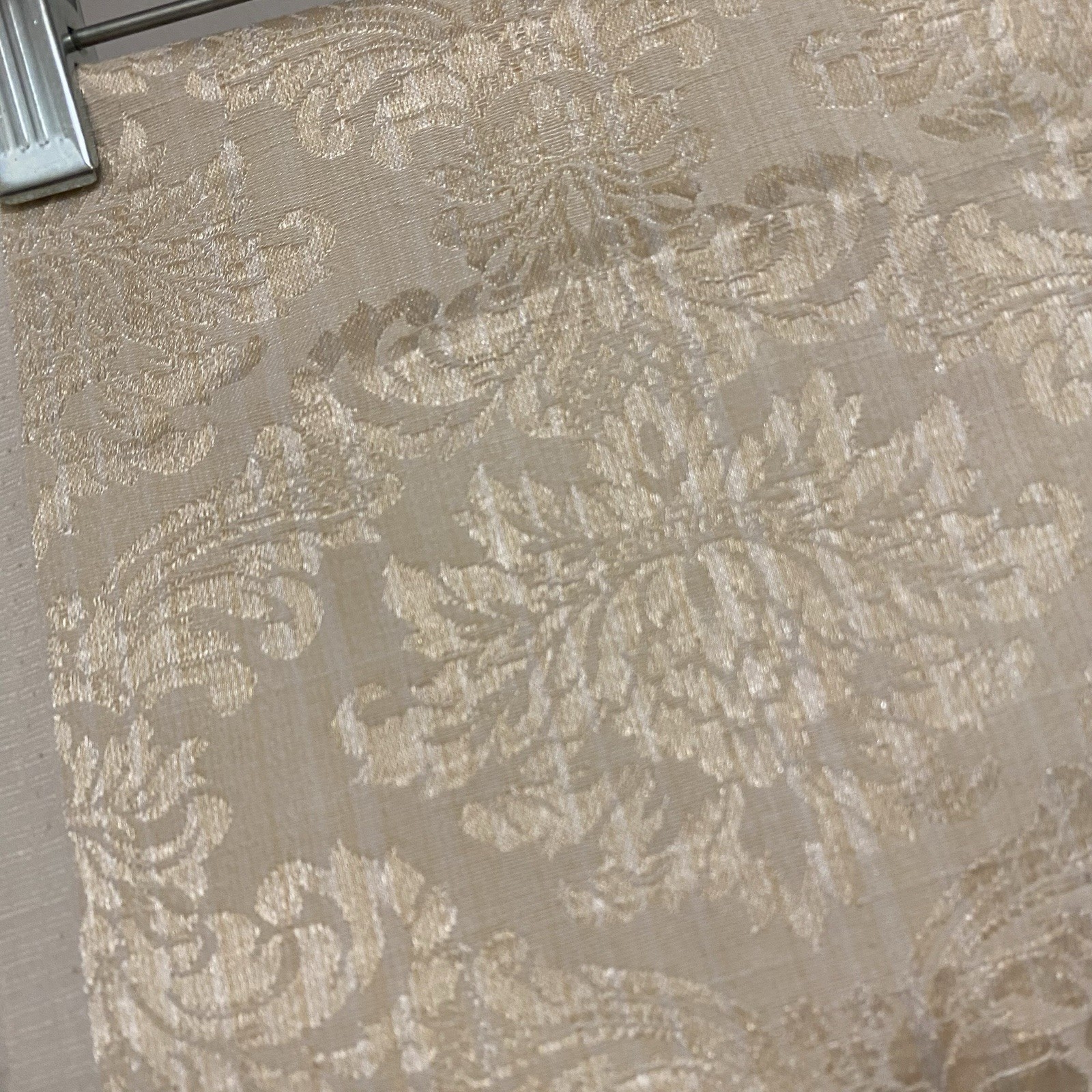 Damask Brocade Ivory Beige Fabric Remnant Piece 36”x28” Less Than 1 Yd Yard