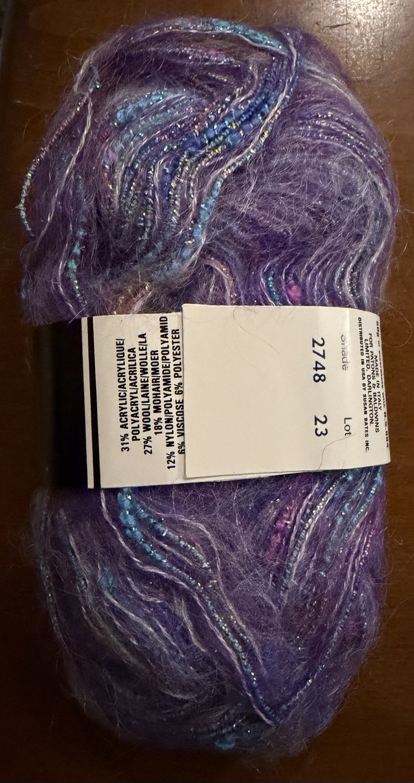Patons Zanzibar Yarn-Lot of 9 Skeins-Mohair Wool Blend-Made in Italy-DISC-Purple