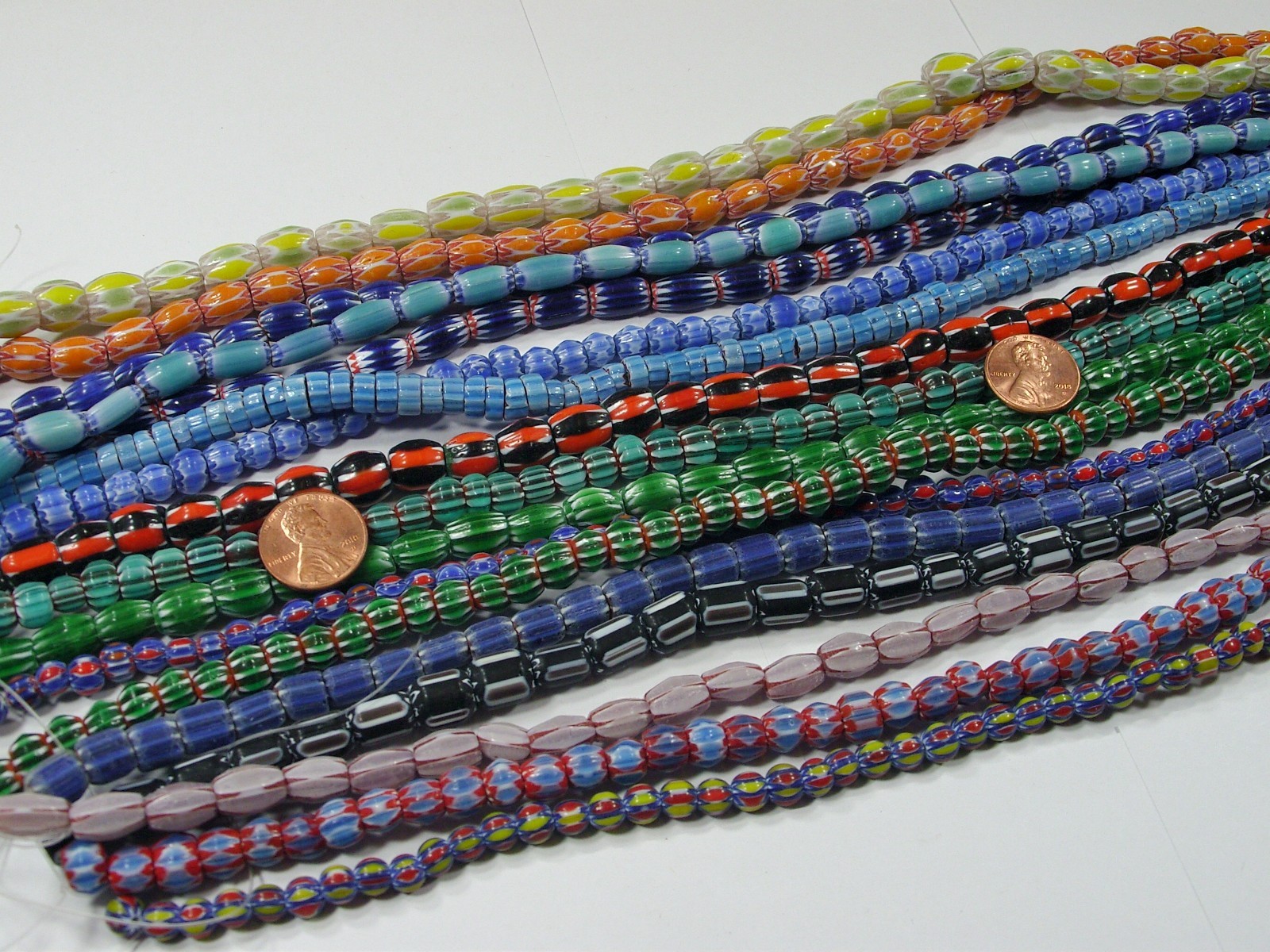 15 Strands 15″ Assorted India Handmade Chevron Glass Beads Bulk Lot (QZP-2)