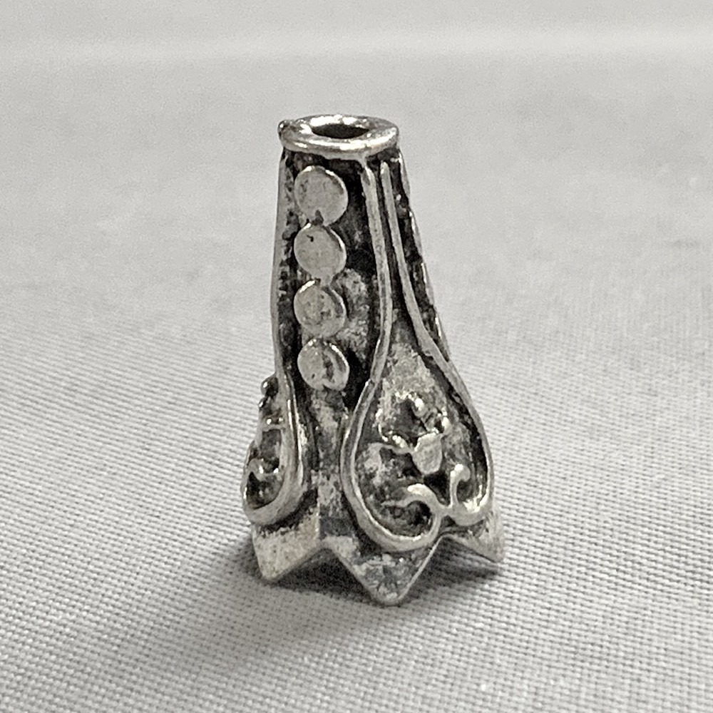 Baroque Heart Cone Bead Caps 16x8mm Antique Silver Plated Alloy Q10 Per Pkg