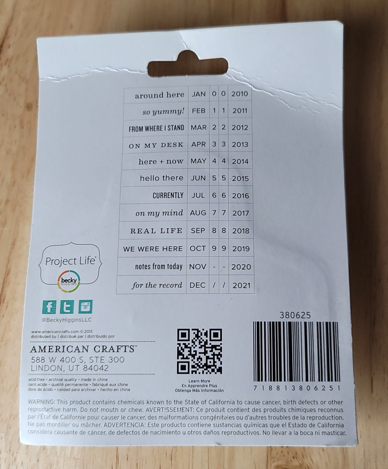 Project Life ROLLER DATE STAMP Rotary-Day-Month-Year-Phrases
