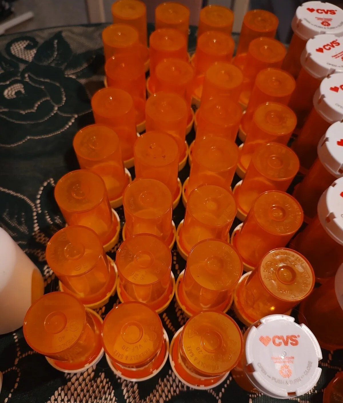 Lot of 54 empty pill bottles CVS Rx and others Amber White for craft and storage