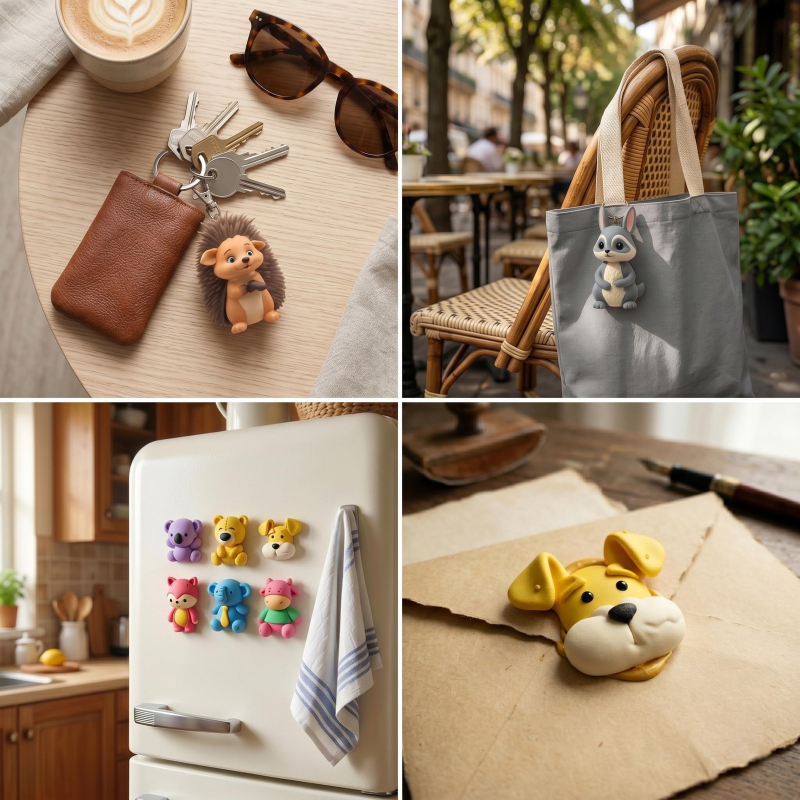 Animal Polymer Clay Mold Hedgehog Deer Bear Pig Squirrel Fox Owl Koala Silicone