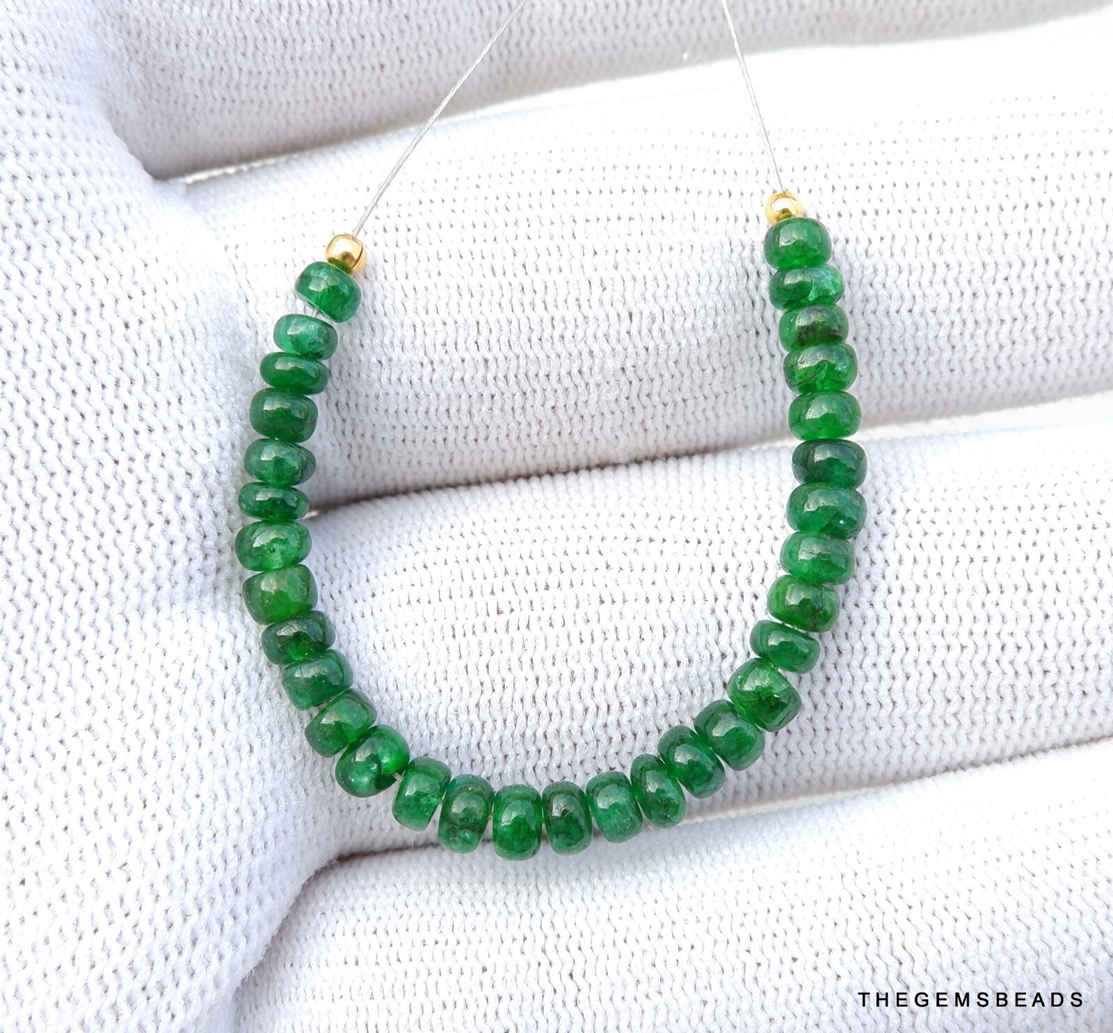 Natural Emerald Smooth Rondelle, 3.5mm Emerald 31 beads for jewelry making