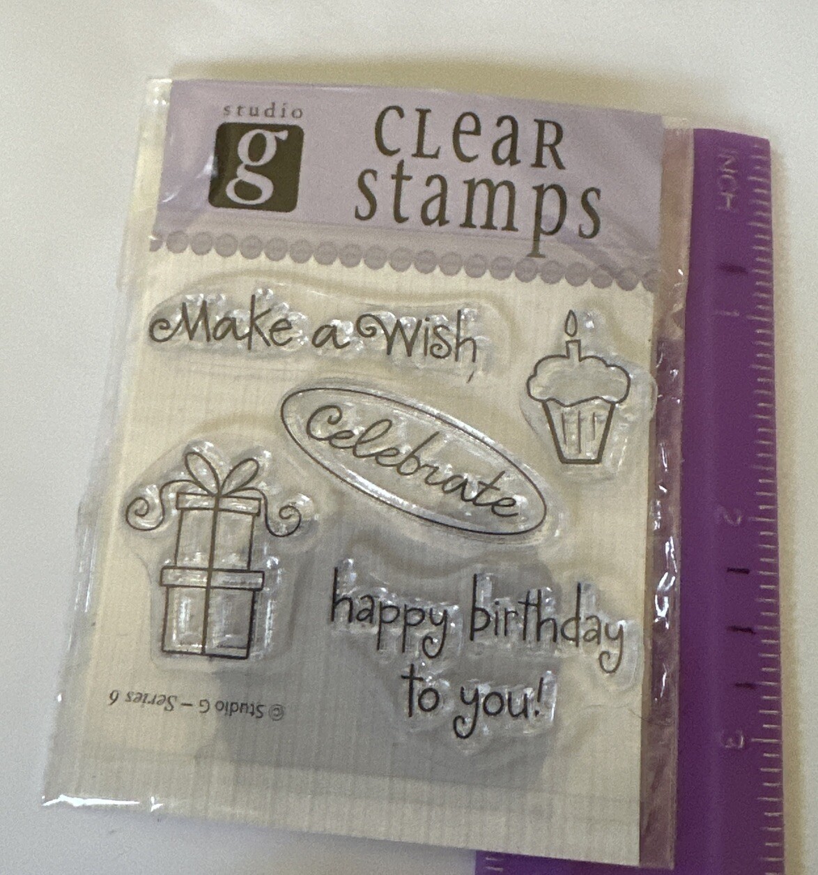 Studio G Clear Stamps Set Happy Birthday to You Make a Wish Cupcake Acrylic 5