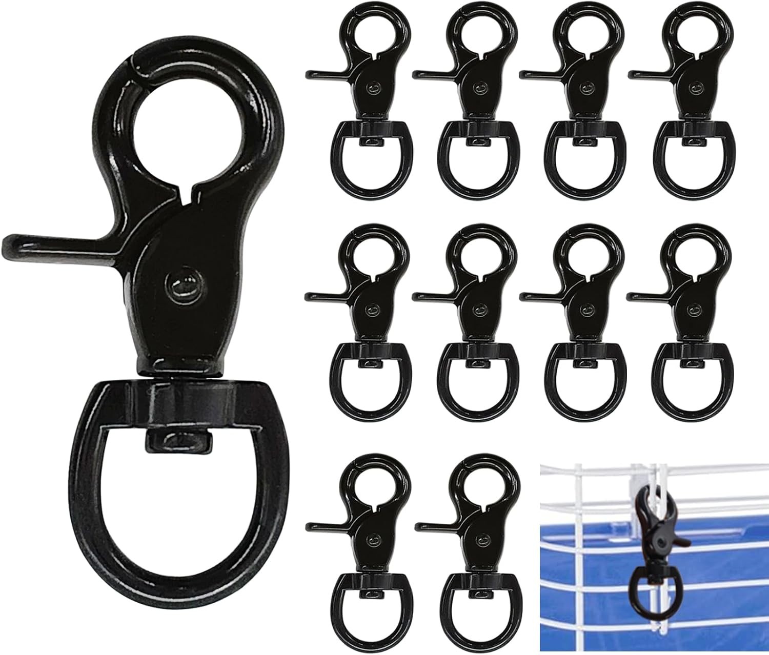 20PCS Trigger Snap Hooks 2.32” x 0.82” Zinc Alloy Black Swivel Hooks…