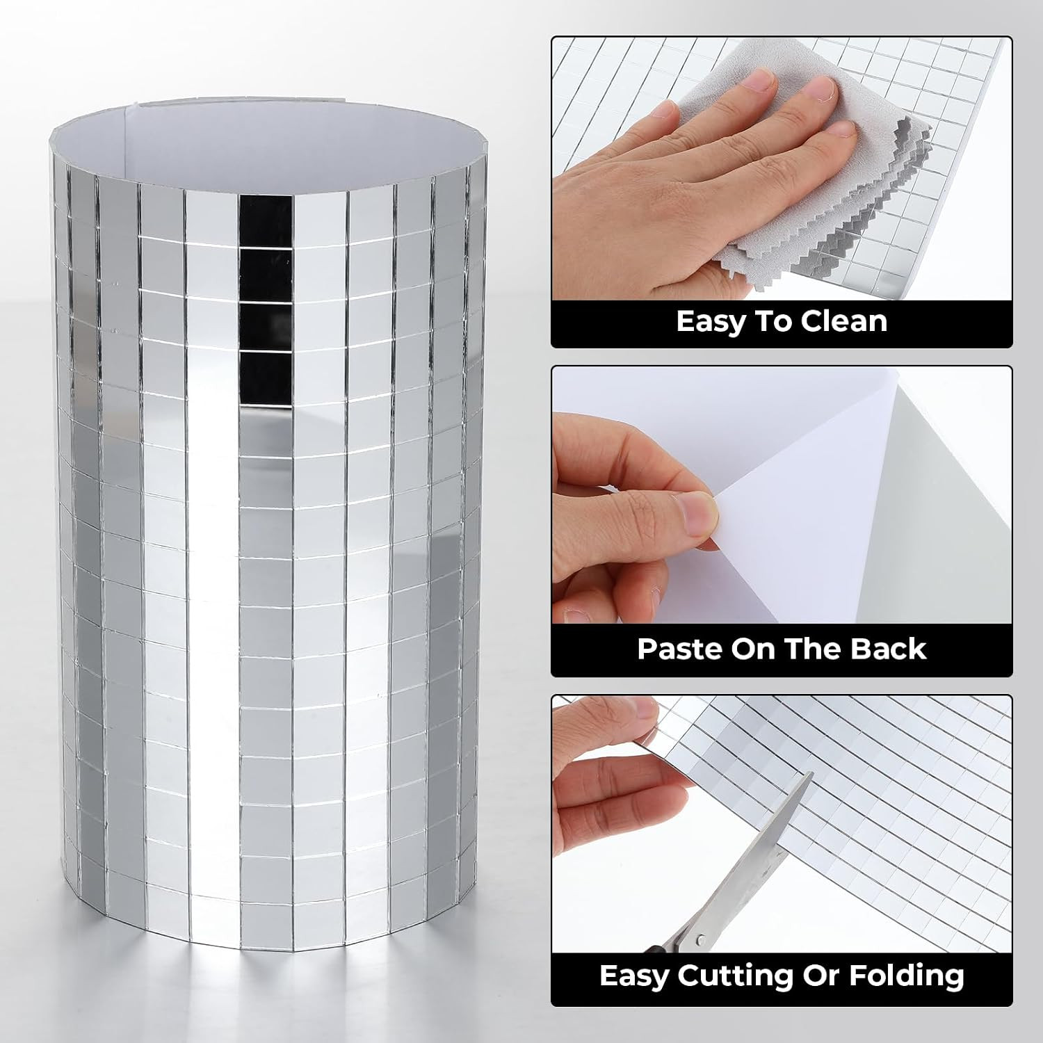 4500 Pcs 10X10 Mm Self Adhesive Disco Mirror Tiles, Square Disco Mosaic Tiles