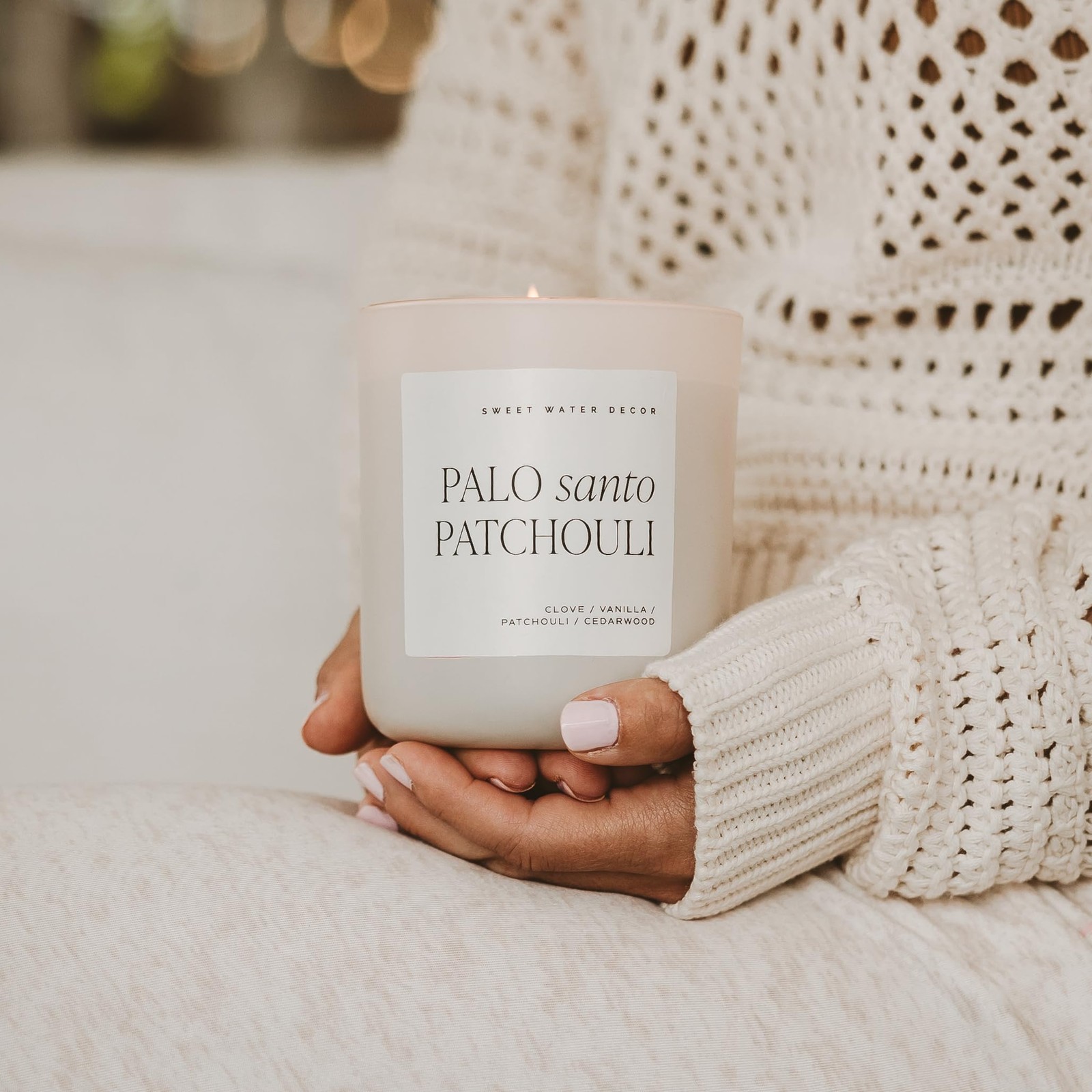 Sweet Water Decor Palo Santo Patchouli Candle – Soy Clove, Vanilla, Tan