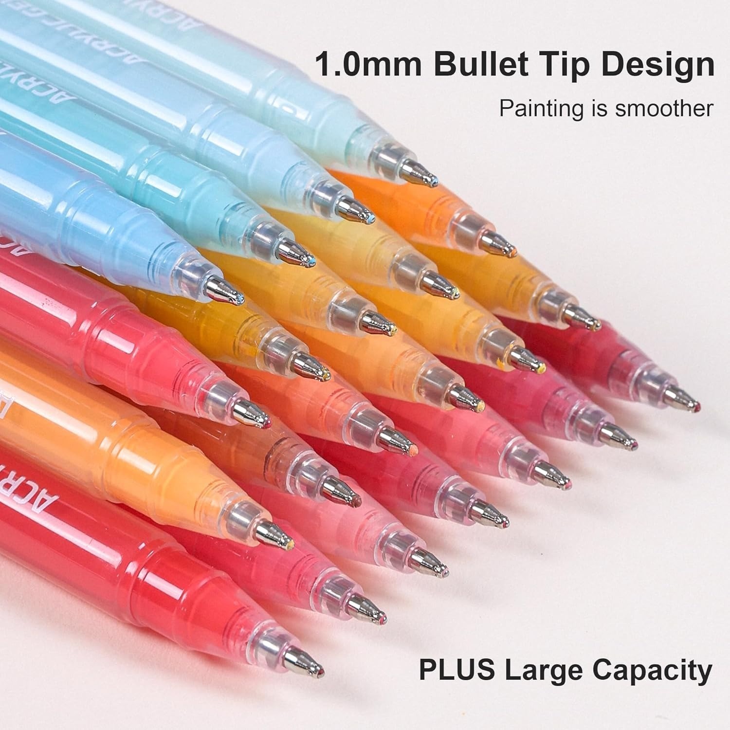 6 Colors Acrylic Gel Pens Set, 1.0mm Extra Fine Tip Paint Markers