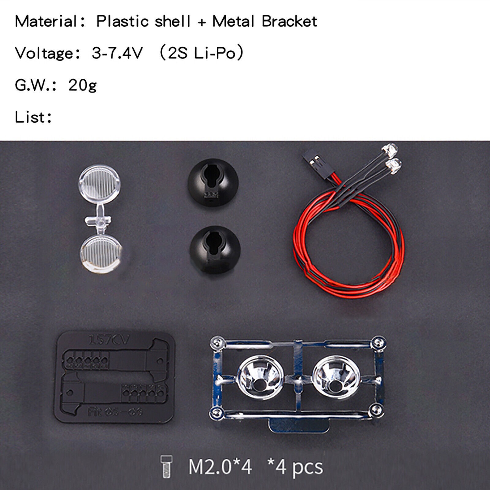 18mm Retro Round Spotlight Headlight Kit G157H for GRC1/10 T4 SCX10 RC Model Car