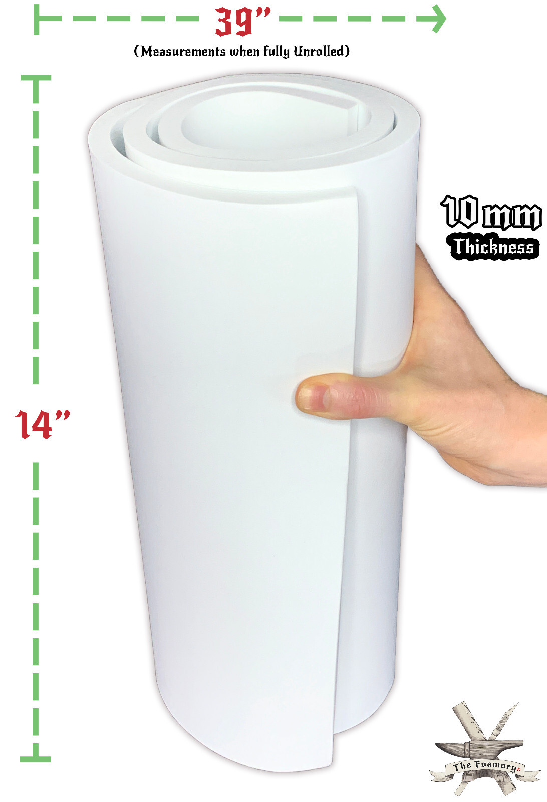 10mm EVA Foam Cosplay White 14 x 39 inch Sheet Ultra High Density *Free Shipping