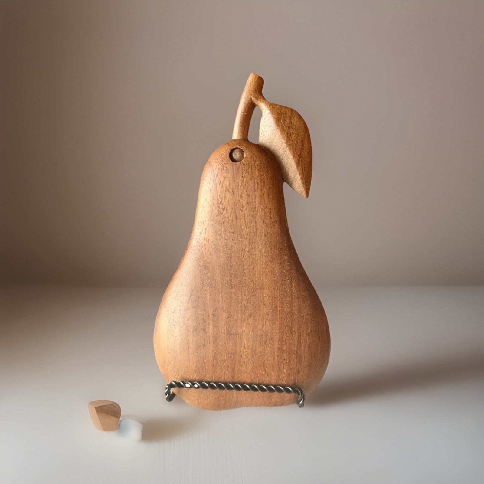 Two Piece Handcrafted Wooden Interlocking Pear Shaped Box 7.75” X 5” WELL MADE