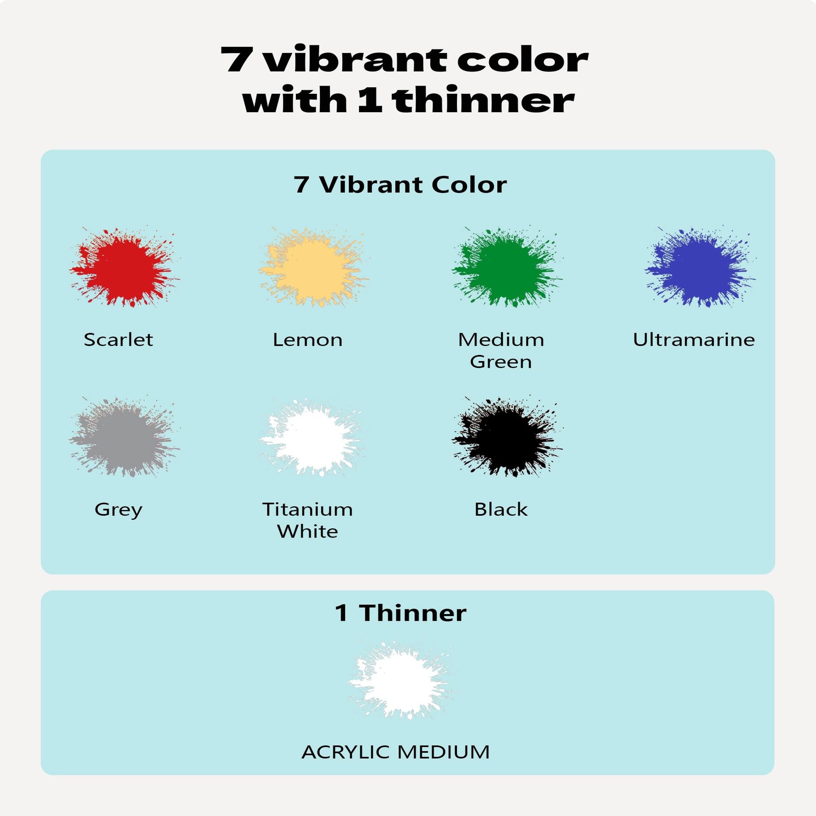 Airbrush Paint – 7 Colors Set with 1 7 colors+1 thinner