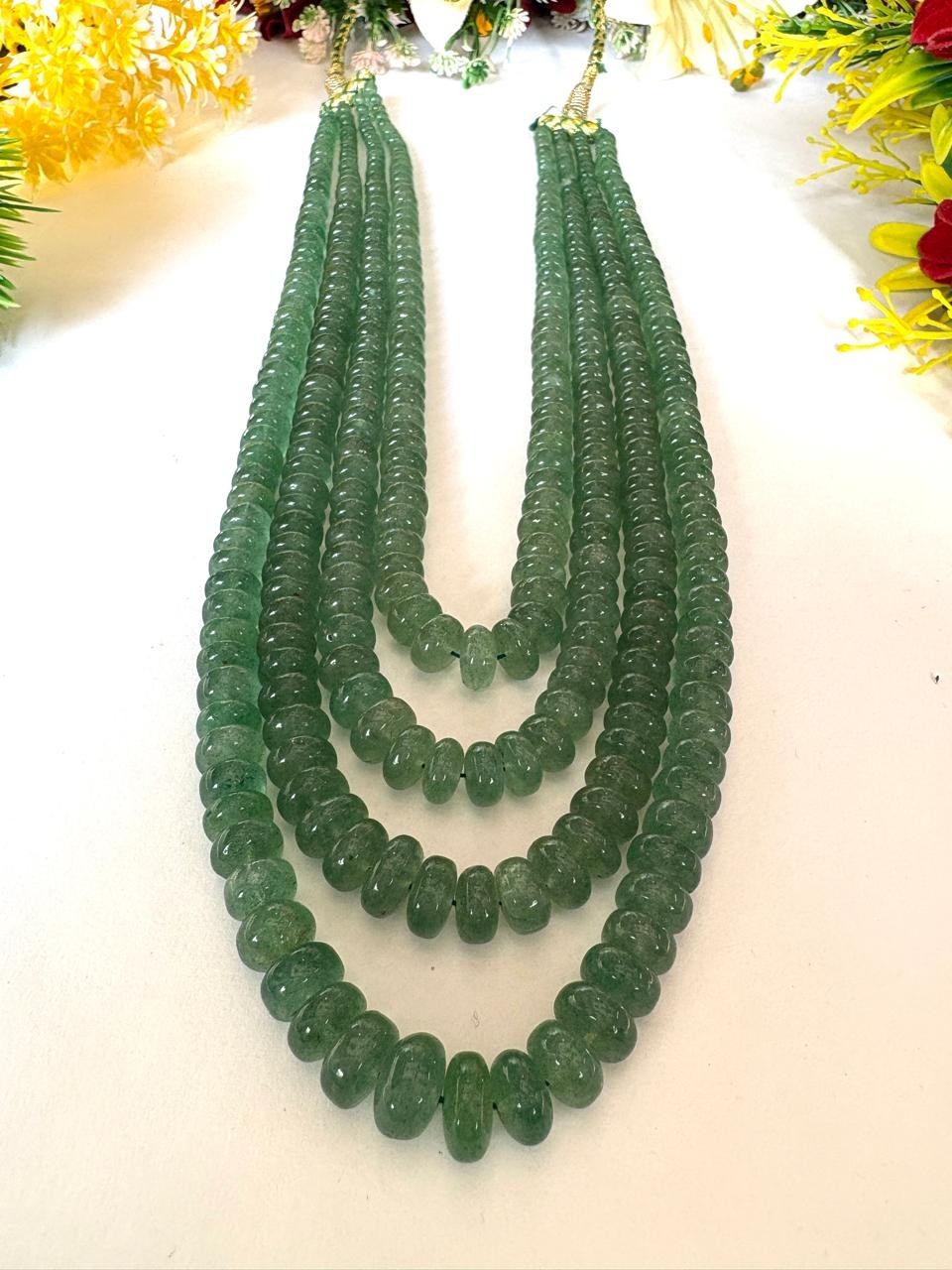 Natural Strawberry Quartz 928ct 4 Strand Melon Rondelle Beads Set