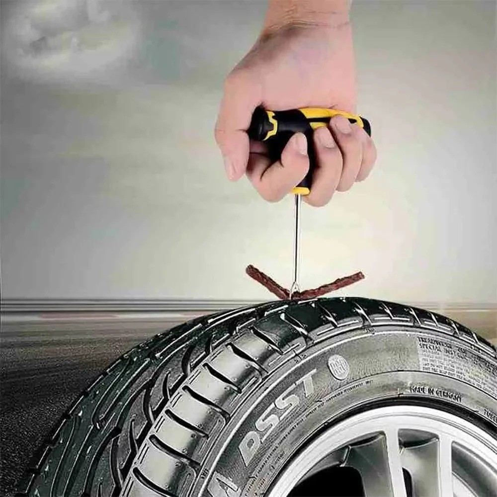 Car Truck Motorcycle Tire Repair Kit DIY Flat Home Plug Patch Multi Pliers Box