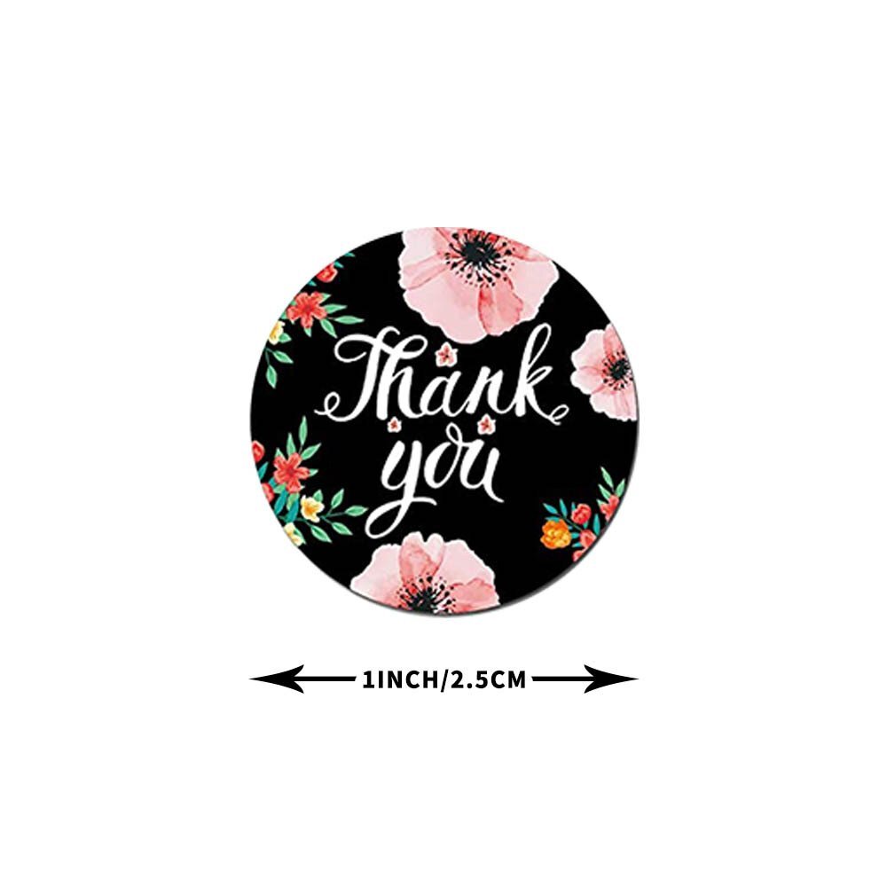 2 Roll of 1000Pcs 1″ Thank You Stickers Handmade DIY Party Flowers Round Labels