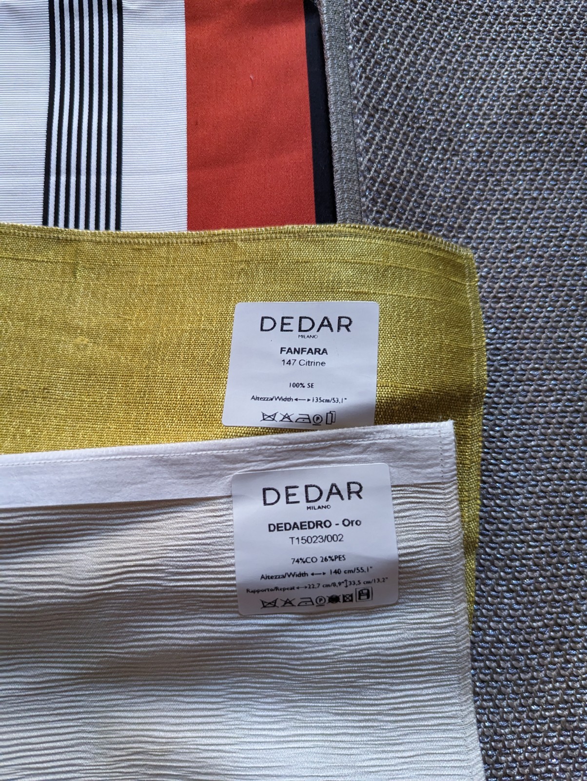Dedar Fabric Sample Lot Of 8 Red Striped Neutral Varies Abstract DiY Upcycle