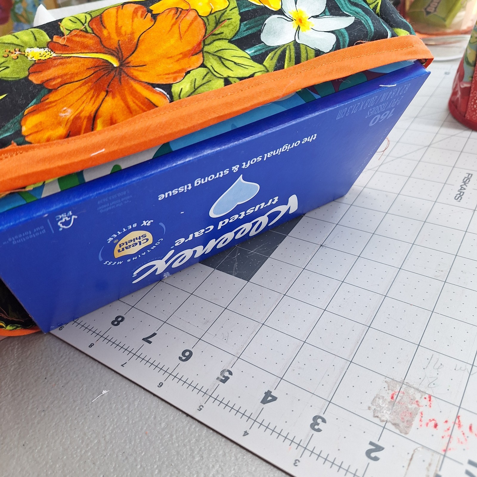 Handmade Red And Yellow Tropical Floral Kleenex Cover
