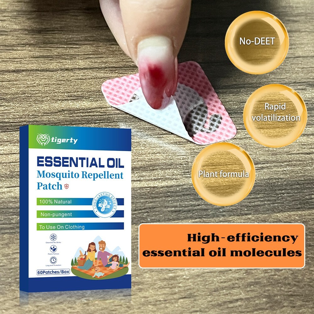 60 PACK MOSQUITO PATCHES, DEET Free Citronella Stickers for Kids & Family Travel