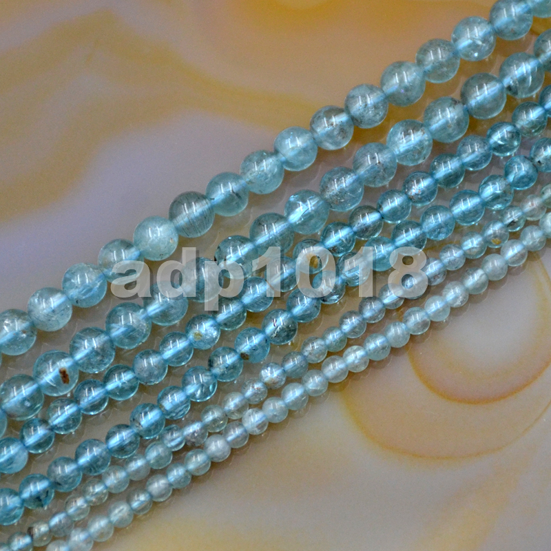 3mm 4mm 5mm Natural Blue Apatite Round Gemstone Loose beads 15.5”