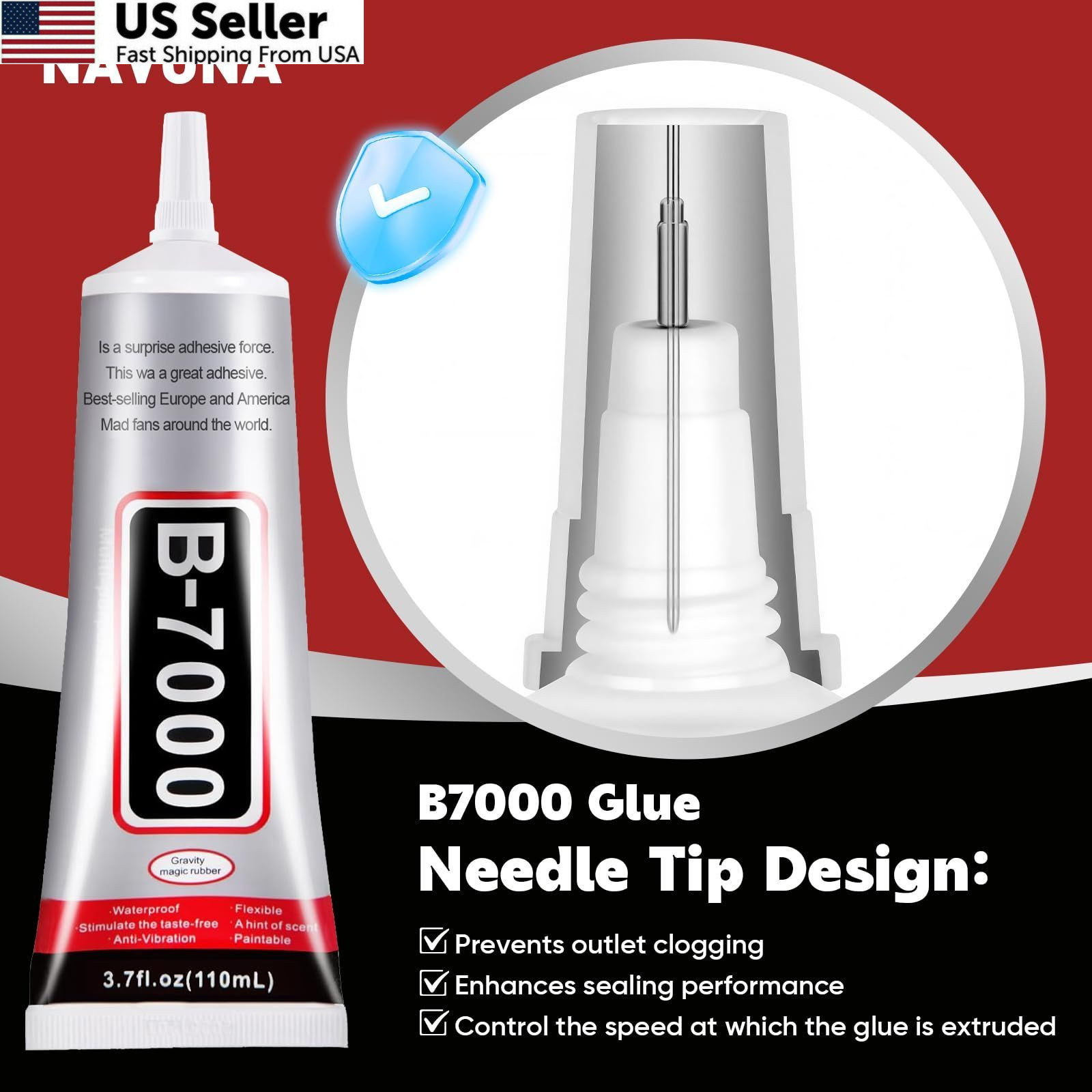 2 PCS 110ml B7000 Glue Clear with Precision Tip, Bedazzling 110ml,