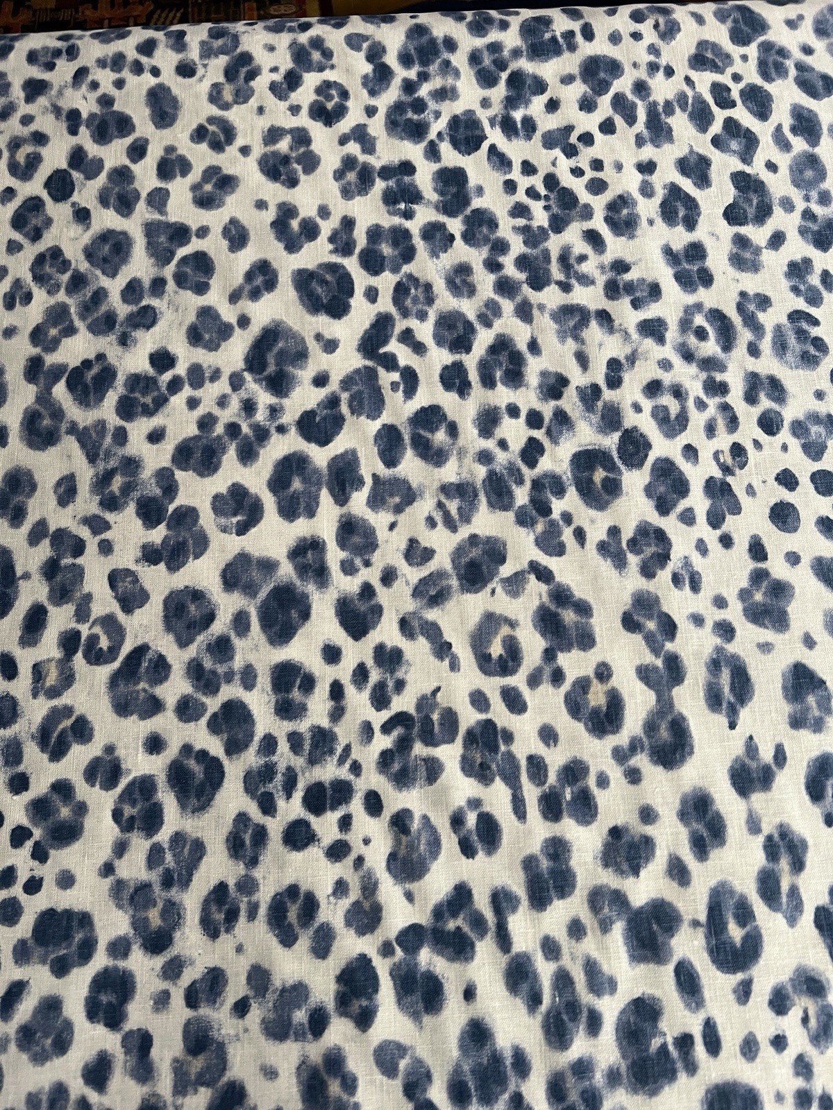 Fabric Thibaut PANTHERA Navy 100% Linen Printed Sold as 7 Continuous Yards New