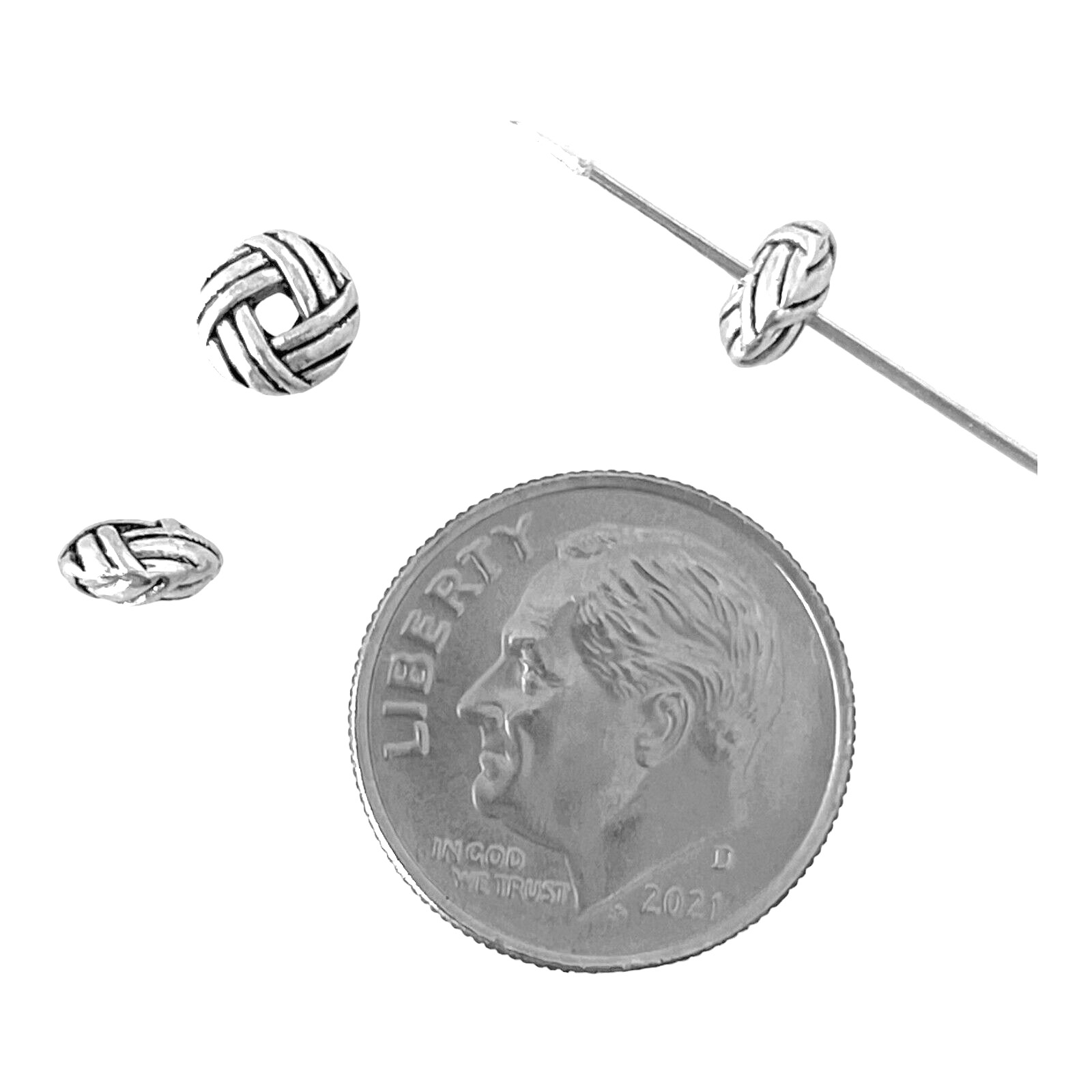 100 pcs Spacer Beads Saucer Rondelle Two Sided Silver 6.5mm Geometrical Findings
