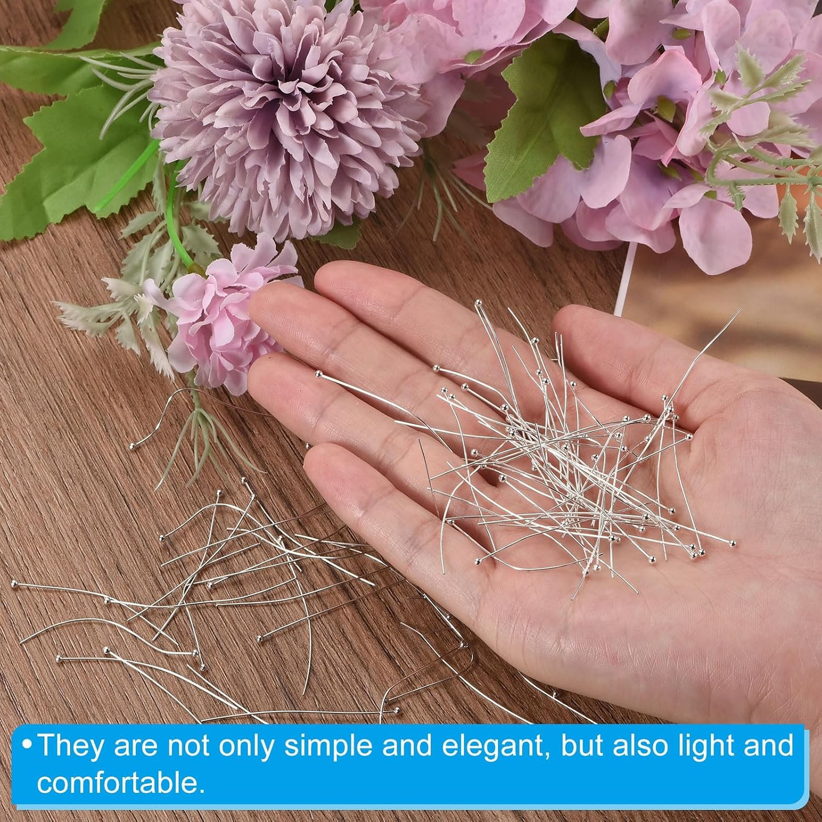 100Pcs Silver Ball Head Pins Jewelry Making 24 Gauge 25mm Wire Head Pins Brass