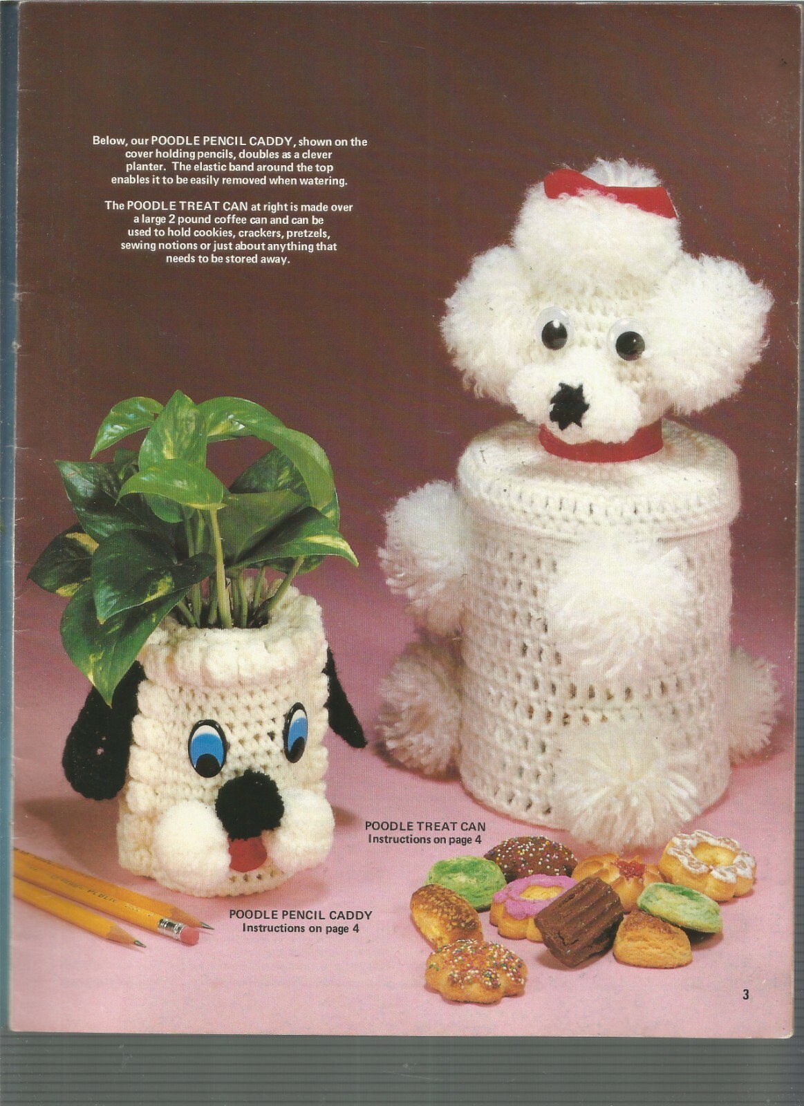 Crochet Patterns Santa Doll Dog Clown Poodle Container Bunny E13