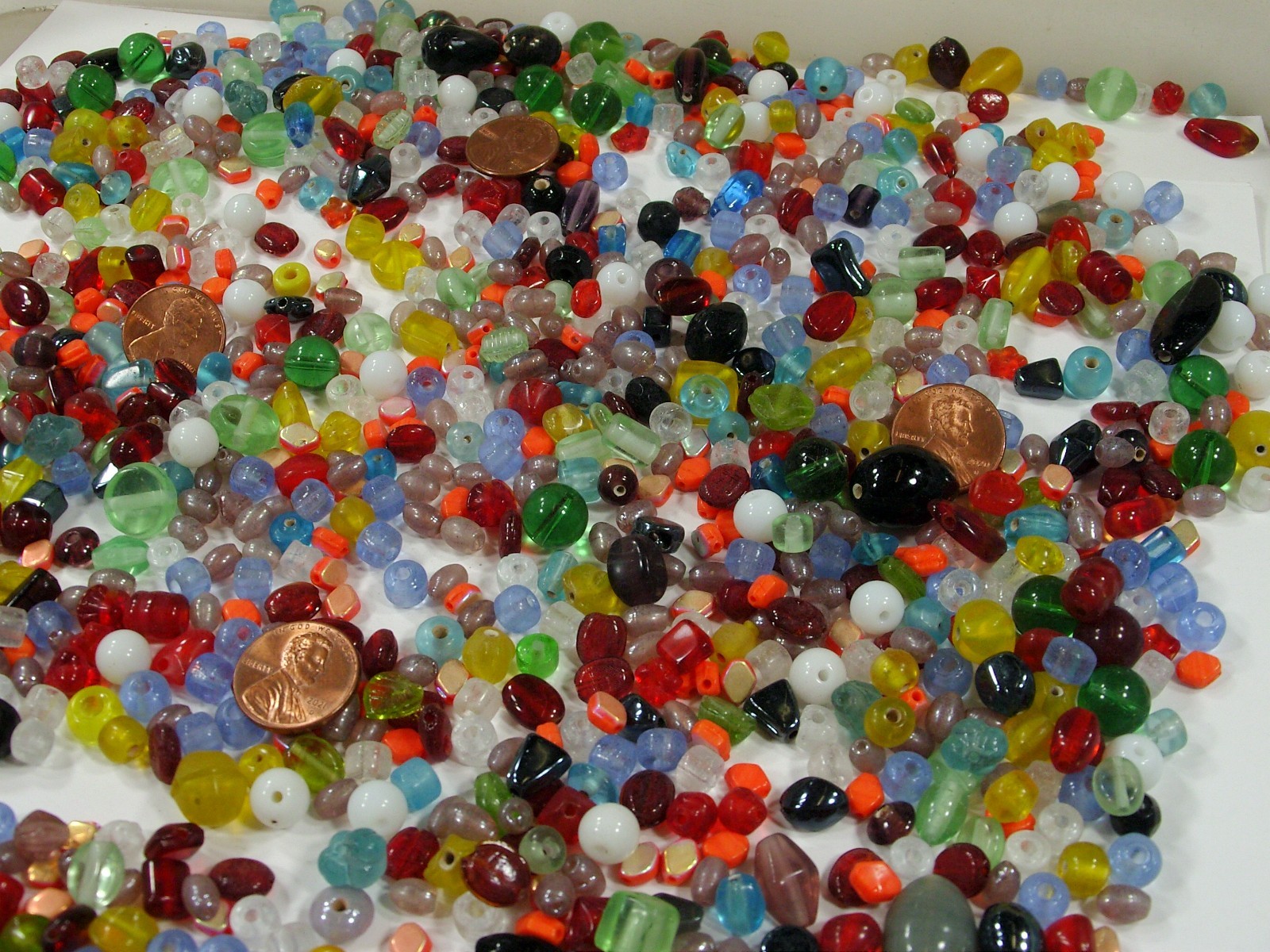 2 Pounds Assorted Shapes and Sizes India Handmade Multicolor Beads (TAG-98) ⭐