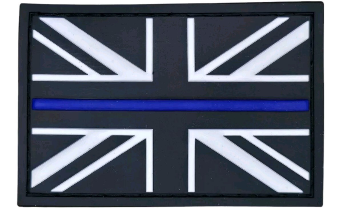 UNITED KINGDOM FLAG UK BRITISH EMBLEM BLUE LINE COP 3D PVC TACTICAL HOOK PATCH
