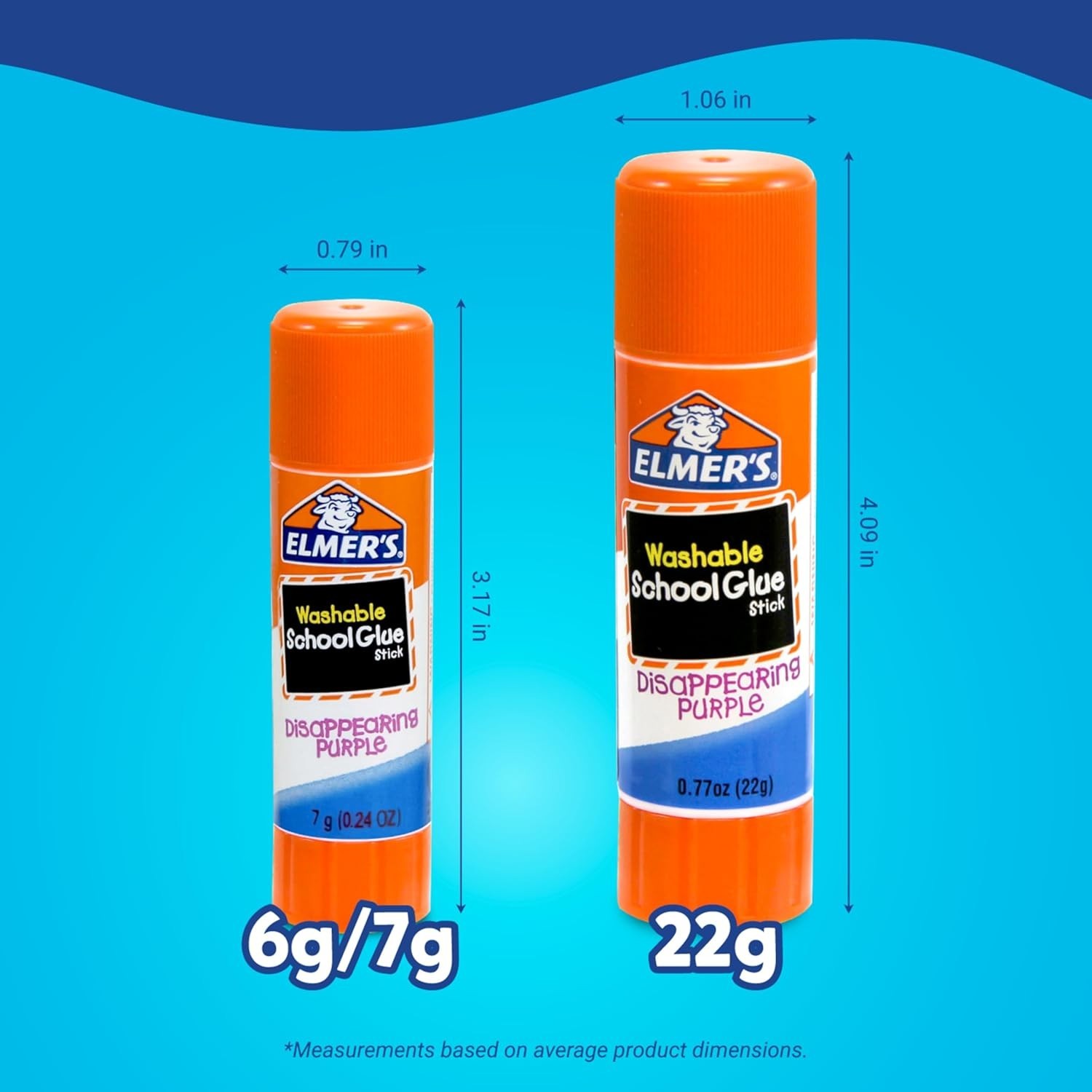 Elmer’s Disappearing Purple Glue Sticks Washable 7g 30 Count Classroom Pack