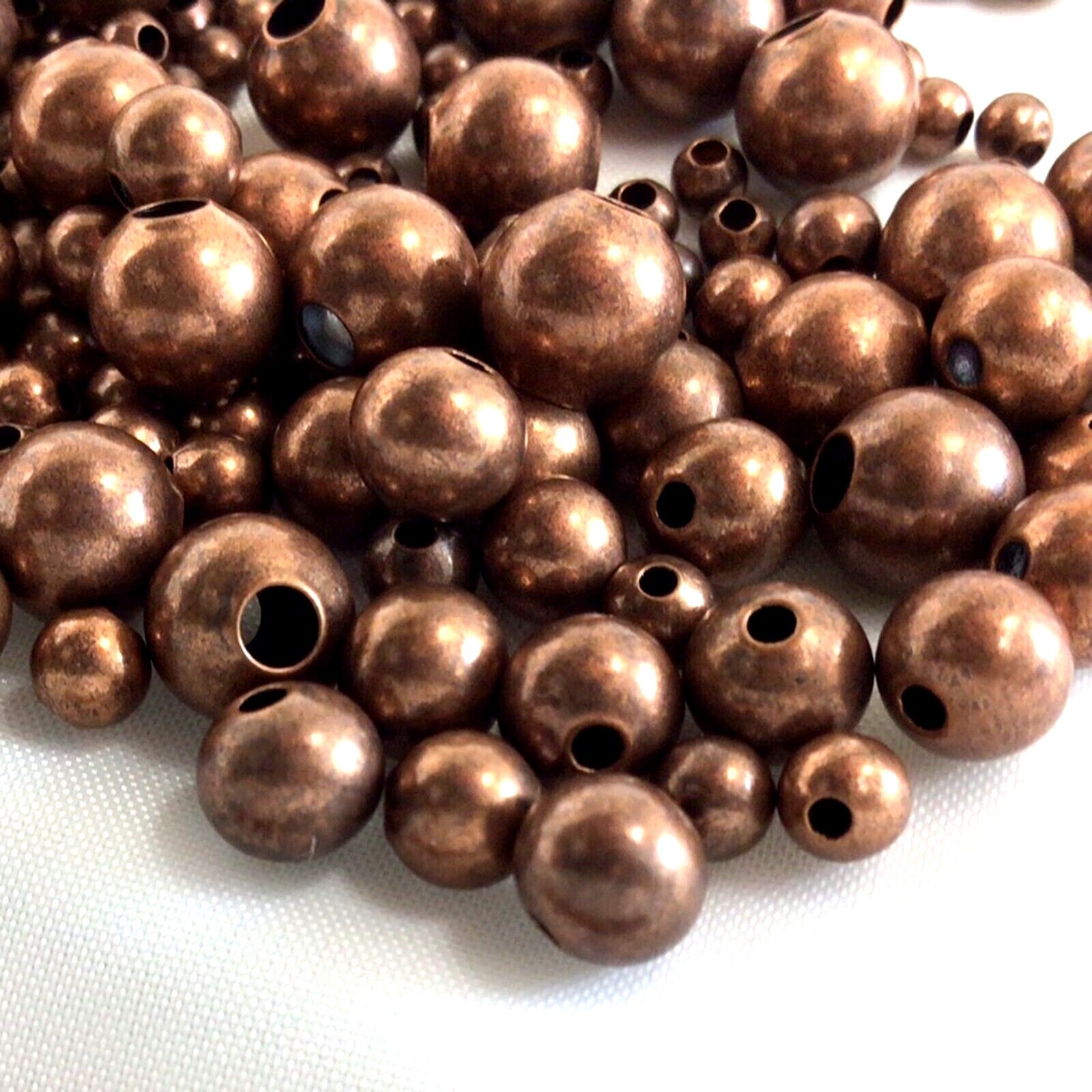 Copper Smooth Round Spacer Beads Seamless 3mm 4mm 5mm 6mm 7mm Jewelry Supplies