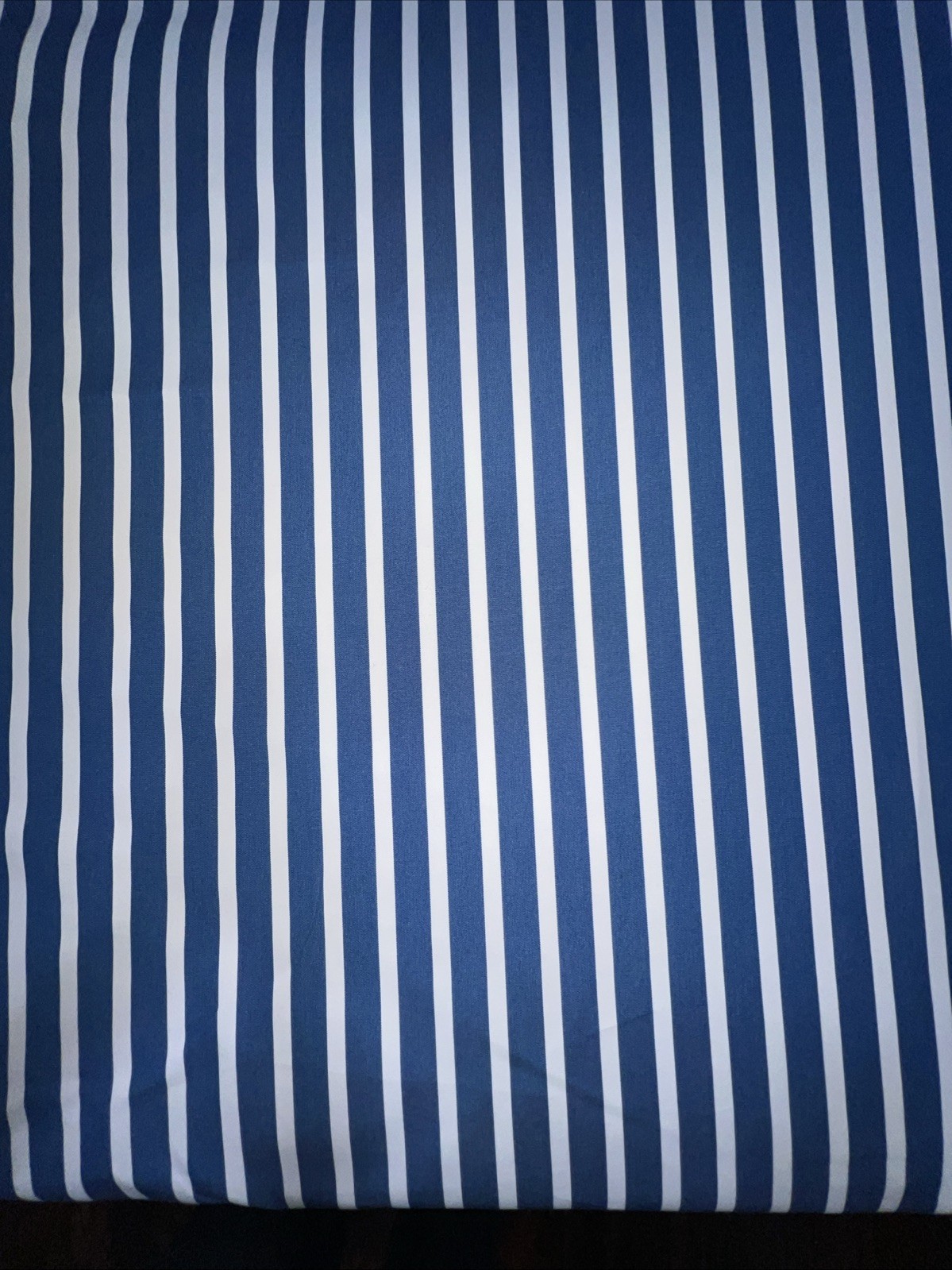 Sunbrella Shore Regatta Indoor/Outdoor Blue White Striped Fabric By the Yard 54″