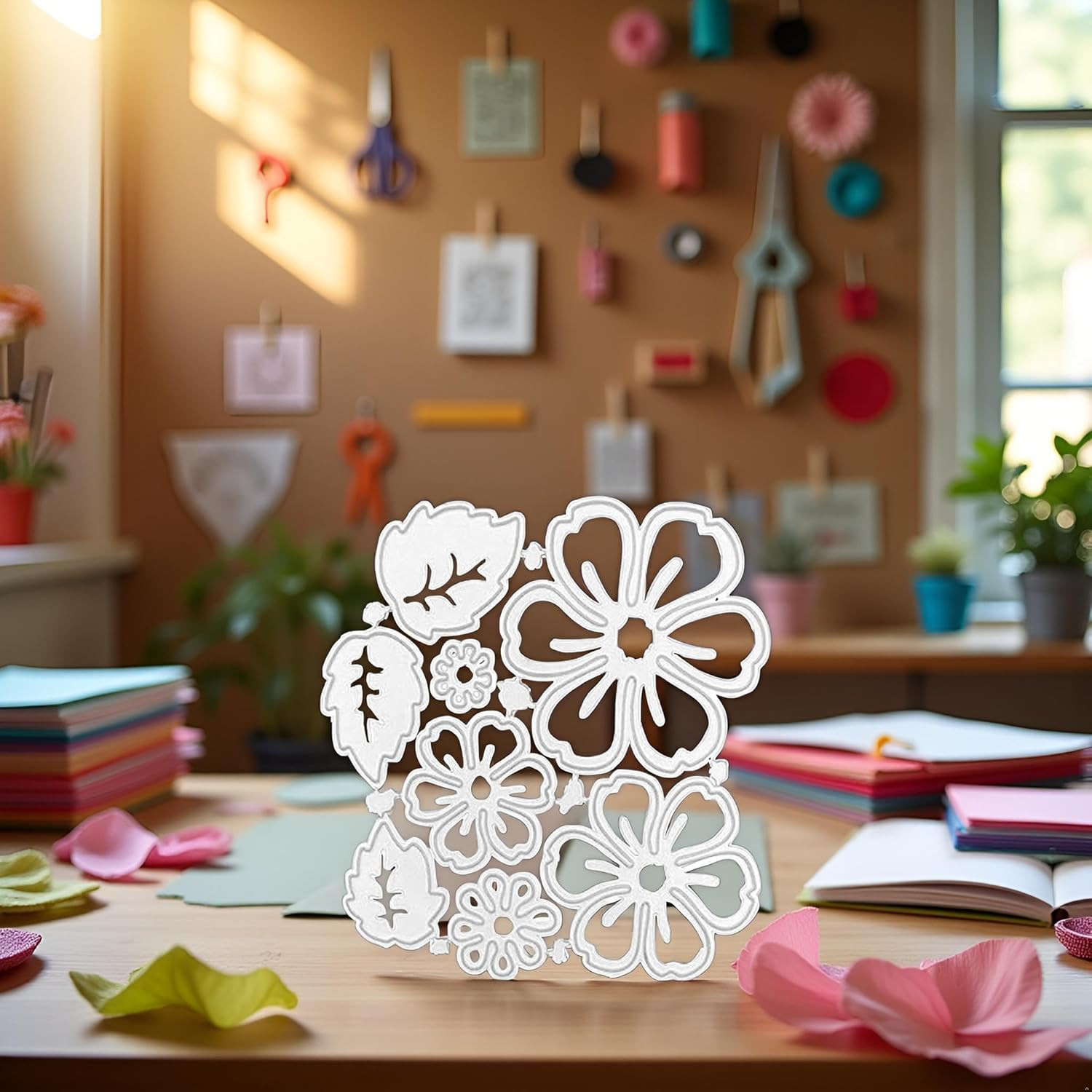 1Pc Silver 8 Flower Metal Cutting Dies 3D Flower Die Cuts Stencil Carbon Steel D