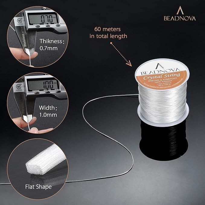 BEADNOVA 1mm Elastic Stretch Crystal String Cord for Jewelry Making Bracelet
