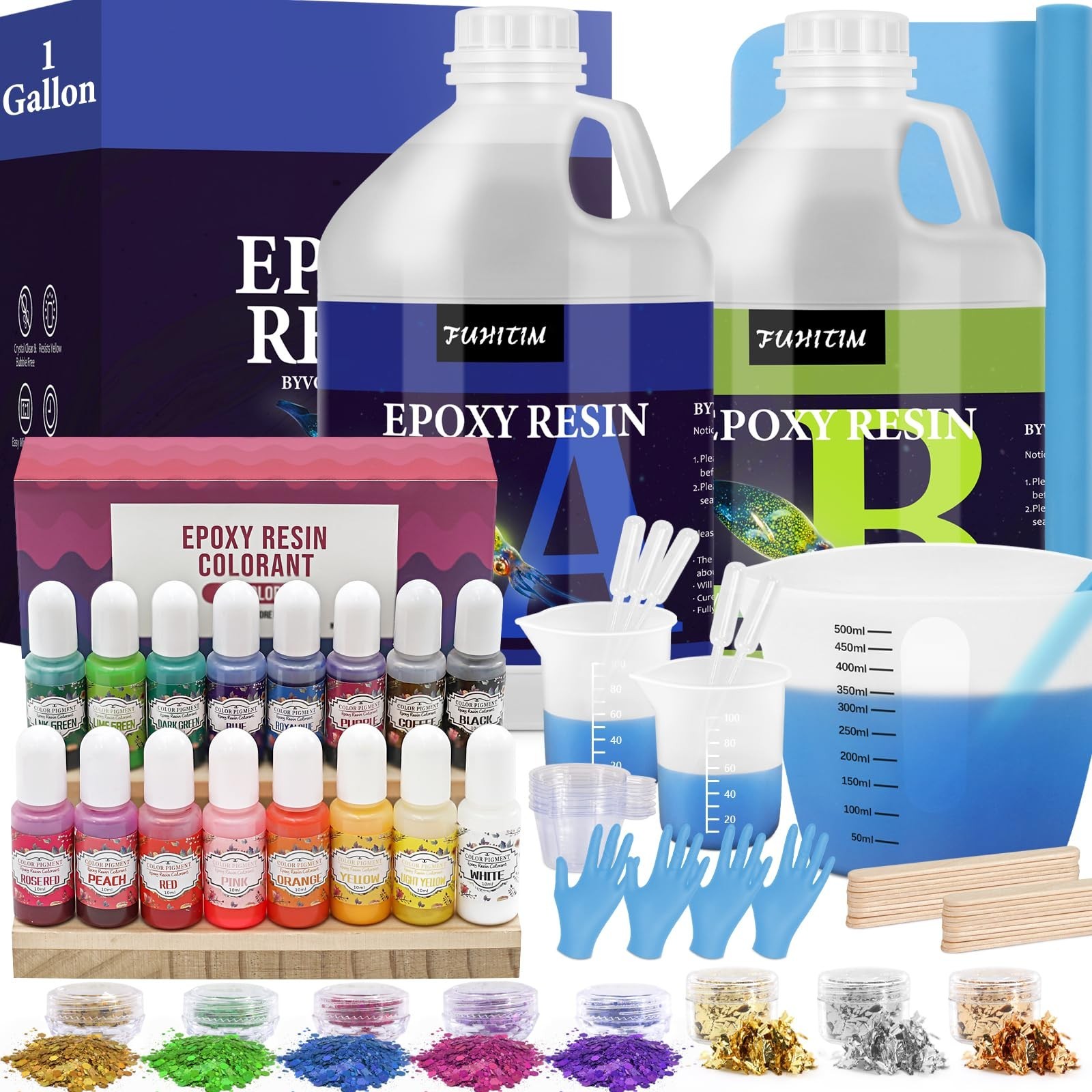 1 Gallon Crystal Clear Epoxy Resin Kit, High-Glossy& No Bubbles, Art & Castin…